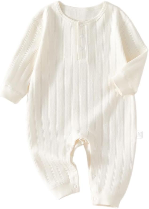 Unisex Newborn Baby Jumpsuit Pure Cotton Long Sleeve Baby Outfit Soft Comfortable Baby Clothes for Boys and Girls