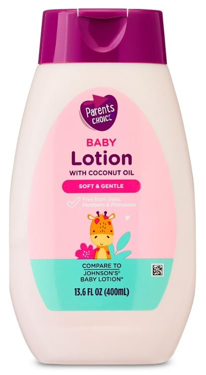 Parents Choice Baby Lotion with Coconut Oil, Gentle, non-greasy hydration for baby’s skin, 13.6 fl oz