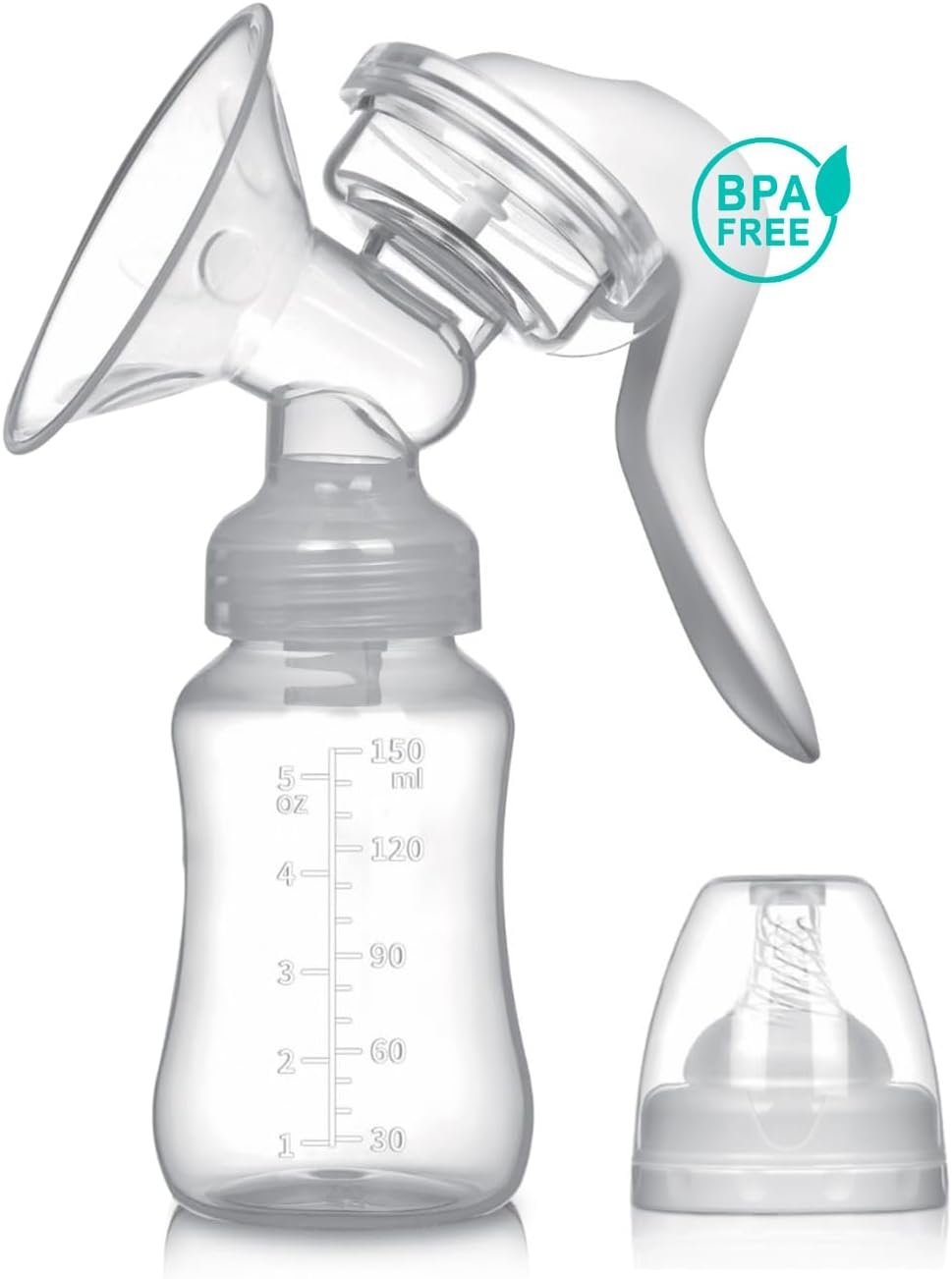 Manual Breast Pump and Milk Collector – Innovative Design, Silicone Manual Breast Pump Hand Pump- BPA Free, 150 ml Collector, Hand Express, FSA Eligible Breastfeeding