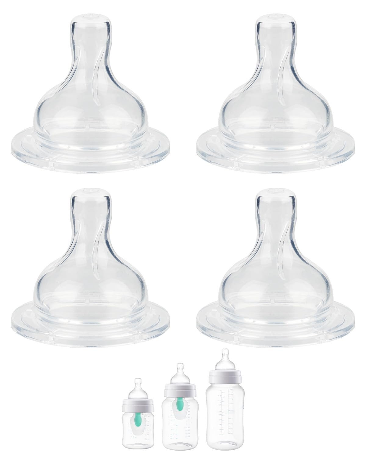 Silicone Nipple for Philips Avent Anti-Colic Baby Bottles, Flow 1, 1m+, Slow Flow, 4 Count