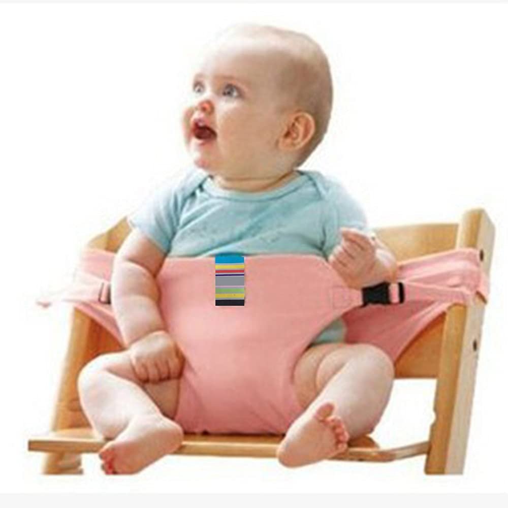Baby/Toddler Harness Seat for High Chair, Feeding Safety Foldable with Strap, Booster Harness for Easy Travel Resturant, Park, Shopping, Portable Harness Strap (Pink)