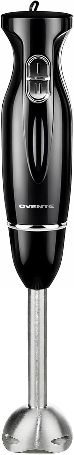 OVENTE Immersion Hand Blender, 300W Electric Handheld Stick Mixer with 2 Mixing Speeds and Stainless Steel Blades for Smoothies, Purees & Baby Food, Black HS560B