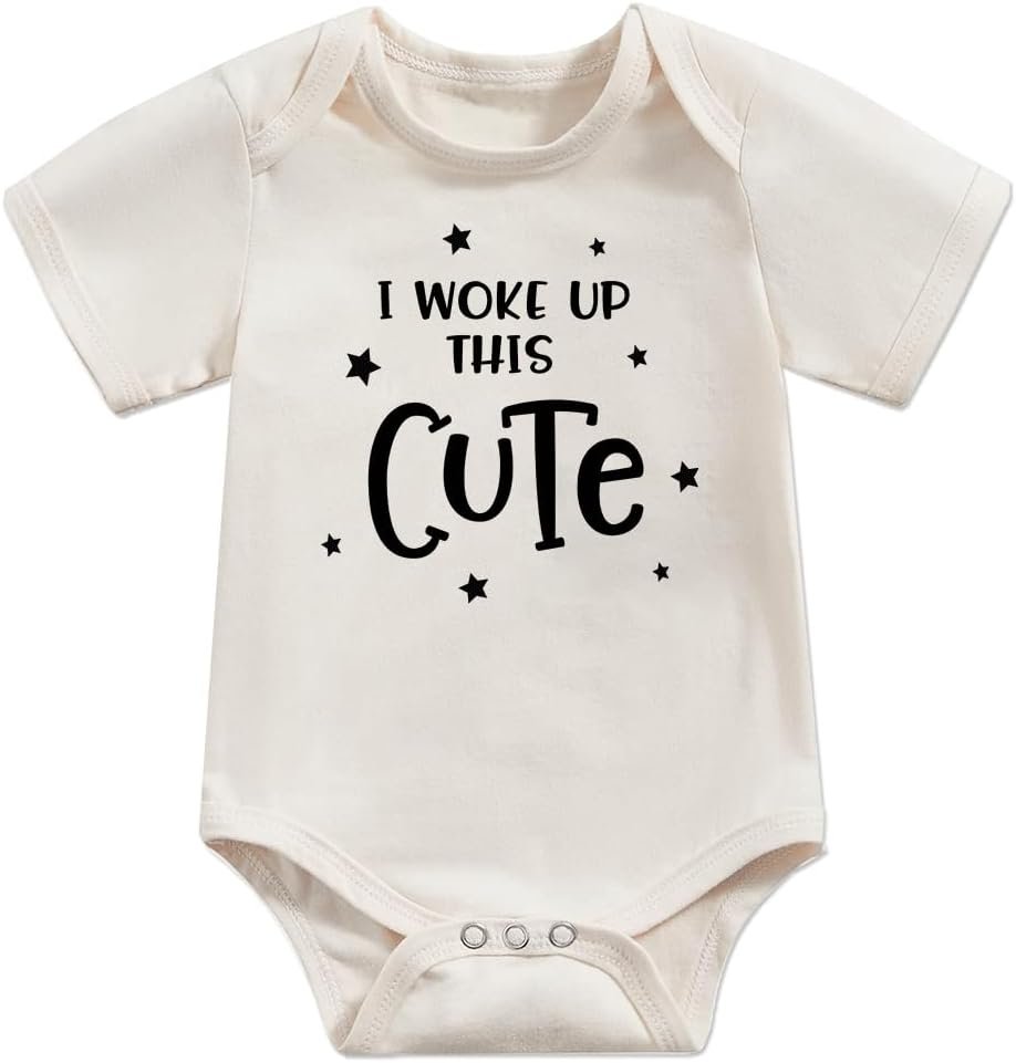 Newborn Baby Bodysuit Infant Short Sleeve Funny Letters Print Romper Reveal Pregnancy Announcement Clothes