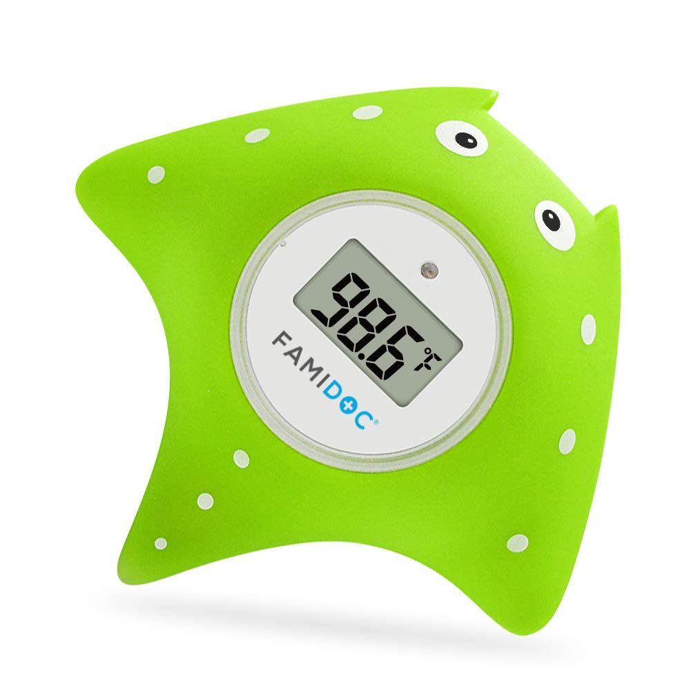 Baby Bath Thermometer with Room Thermometer – Famidoc FDTH-V0-22 New Upgraded Sensor Technology for Baby Health Bath Tub Water Temperature Floating Toy (Green)