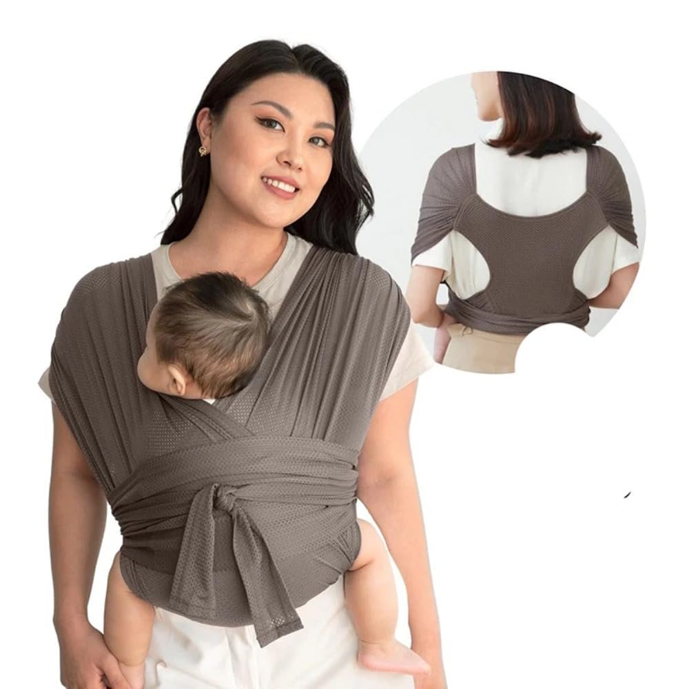 Newborn Adjustable Stretchy Carrier Belt, Portable Travel Front Holding Infant Backpacks Multifunctional Travel Supplies(Coffee)