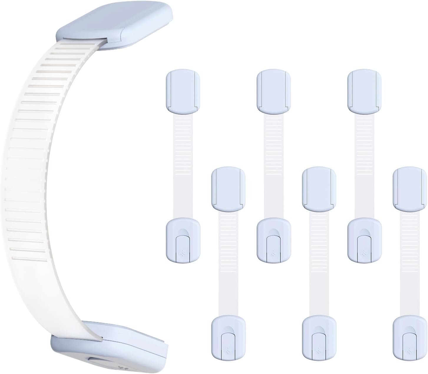 10-Pack Child Safety Cabinet Locks，Adjustable No Drilling Baby Proofing Strap Latches for Drawers,Cupboard,Cabinets,Fridge,Toilet Seat,Door,Closet–No Tool Easy 3M Adhesive Installation