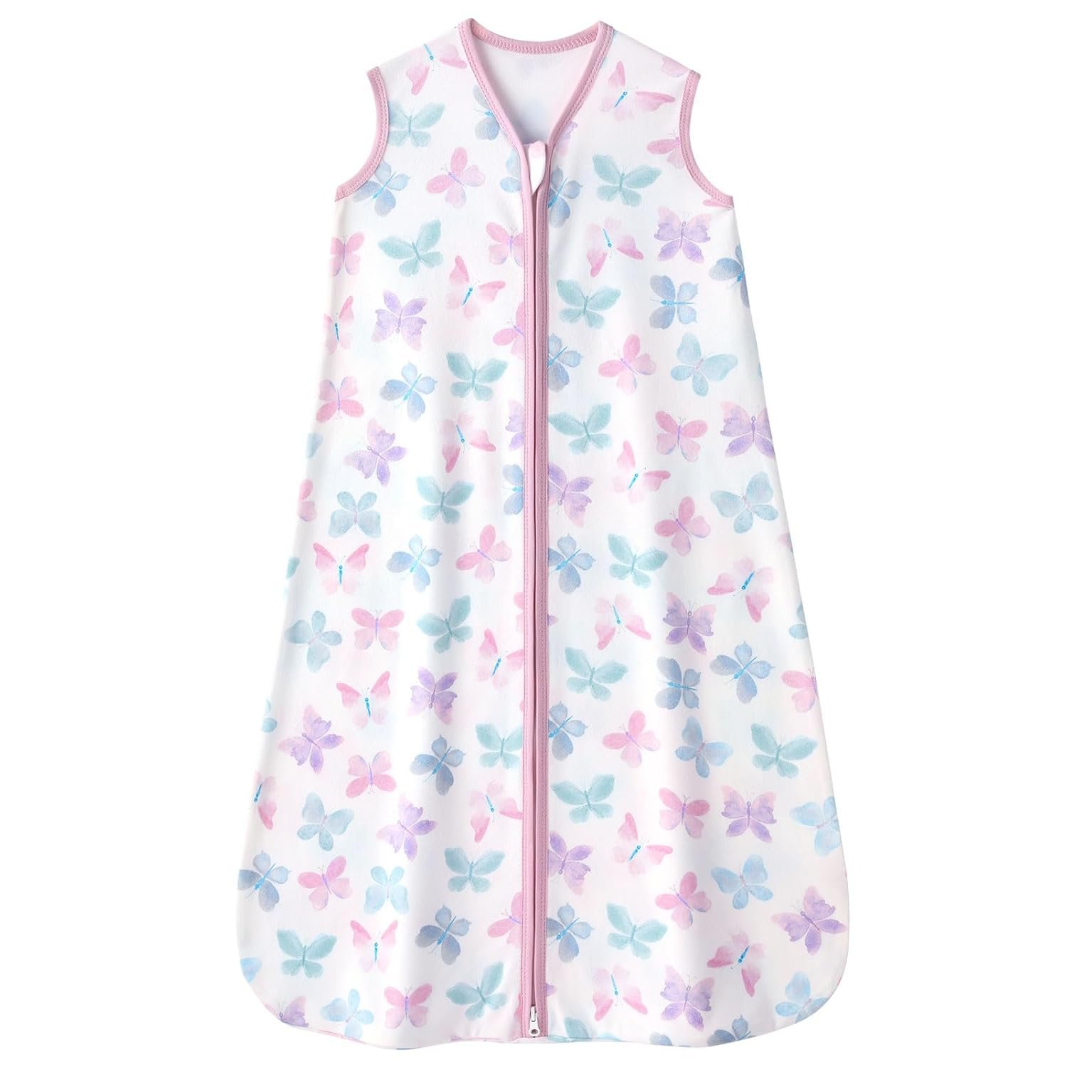 Baby Sleep Sack 0-6 months, 100% Cotton Sleep Sack for Newborn, Wearable Blanket Baby, 0.5 Tog Lightweight Double Zipper Sleeping Bag Butterfly 1 Pack