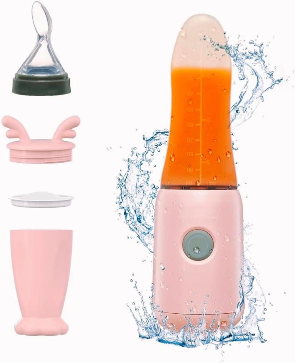 Socila Blender Baby Food Processor Mini Portable Blender With Silicone Feeding Bottle and Baby Spoons USB Quick Recharging