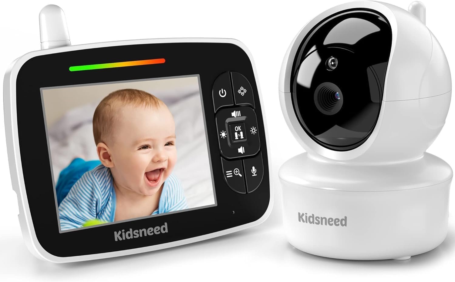 Baby Monitor – 3.5 inch Large Display Video Baby Monitor with Camera and Audio,Remote Pan/Tilt/Zoom, 1200 mAh Battery, Night Vision, Two Way Talk, Smart Temperature,Lullabies,960ft Long Range