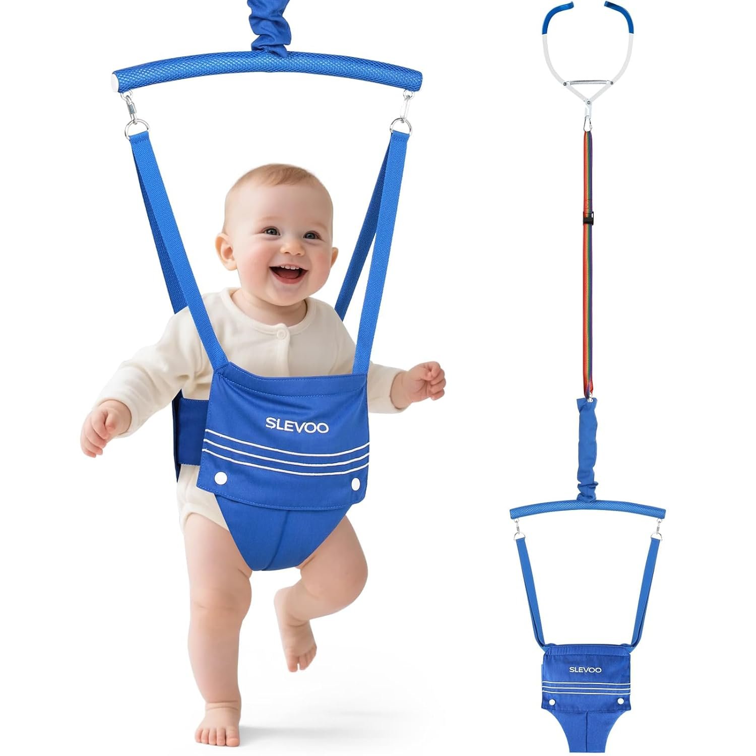 Slevoo Baby Jumper, Baby Doorway Jumper for Babies 6-12 Months, with Easy to Use Clamp and Adjustable Strap, Blue