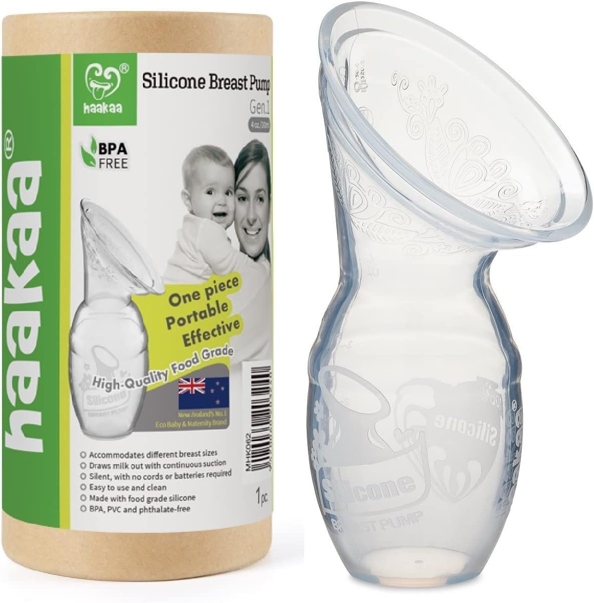 Haakaa Silicone Breastfeeding Manual Breast Pump Milk Pump 100% Food Grade Silicone BPA PVC and Phthalate Free | 4 oz Capacity
