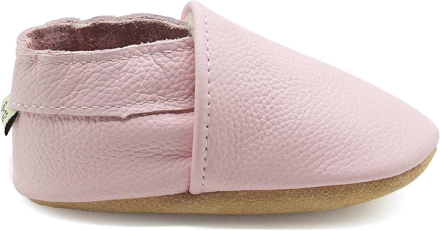 OWLOWLA Soft Sole Baby Shoes – Leather Baby First Walking Crib Shoes Slip-on Moccasins Infant Toddler Pre-Walker Shoes for Boy Girl