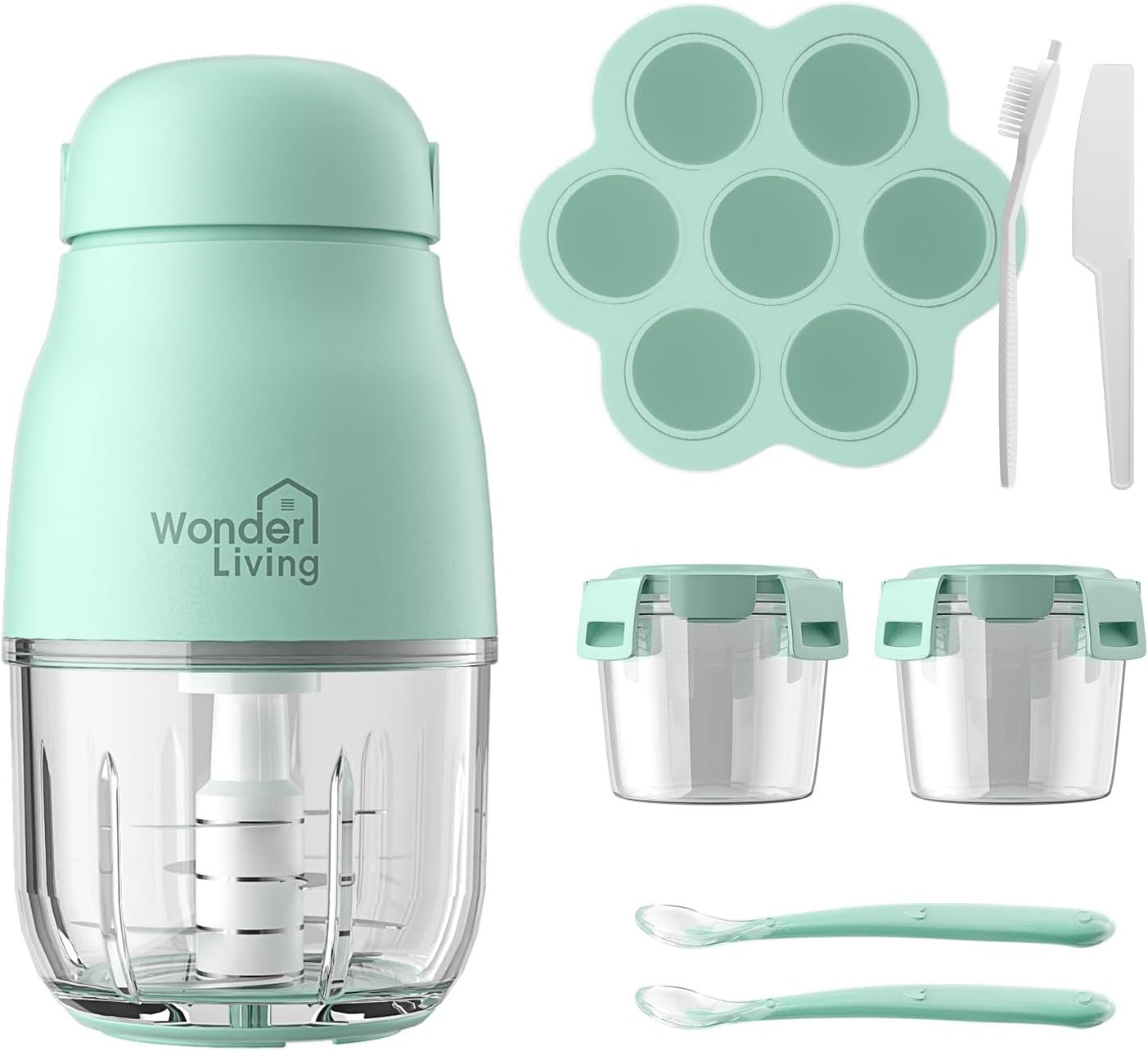 Baby Food Maker with Glass Cups & Freezer Tray, Compact Baby Processor for Smoothies, Hands-Free One-Touch, 230W Motor