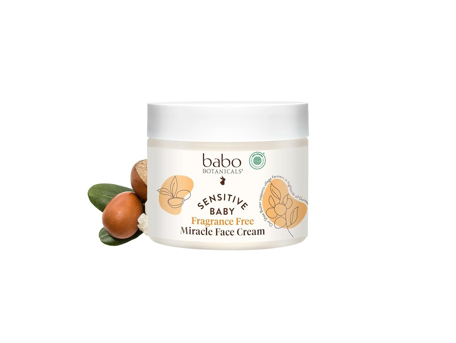 Babo Botanicals Sensitive Baby Fragrance-Free Miracle Cream – Face & Body Moisturizer – For Sensitive Skin – Calendula, Shea Butter, Coconut Oil – EWG Verified – Fragrance-Free – For Babies & Kids