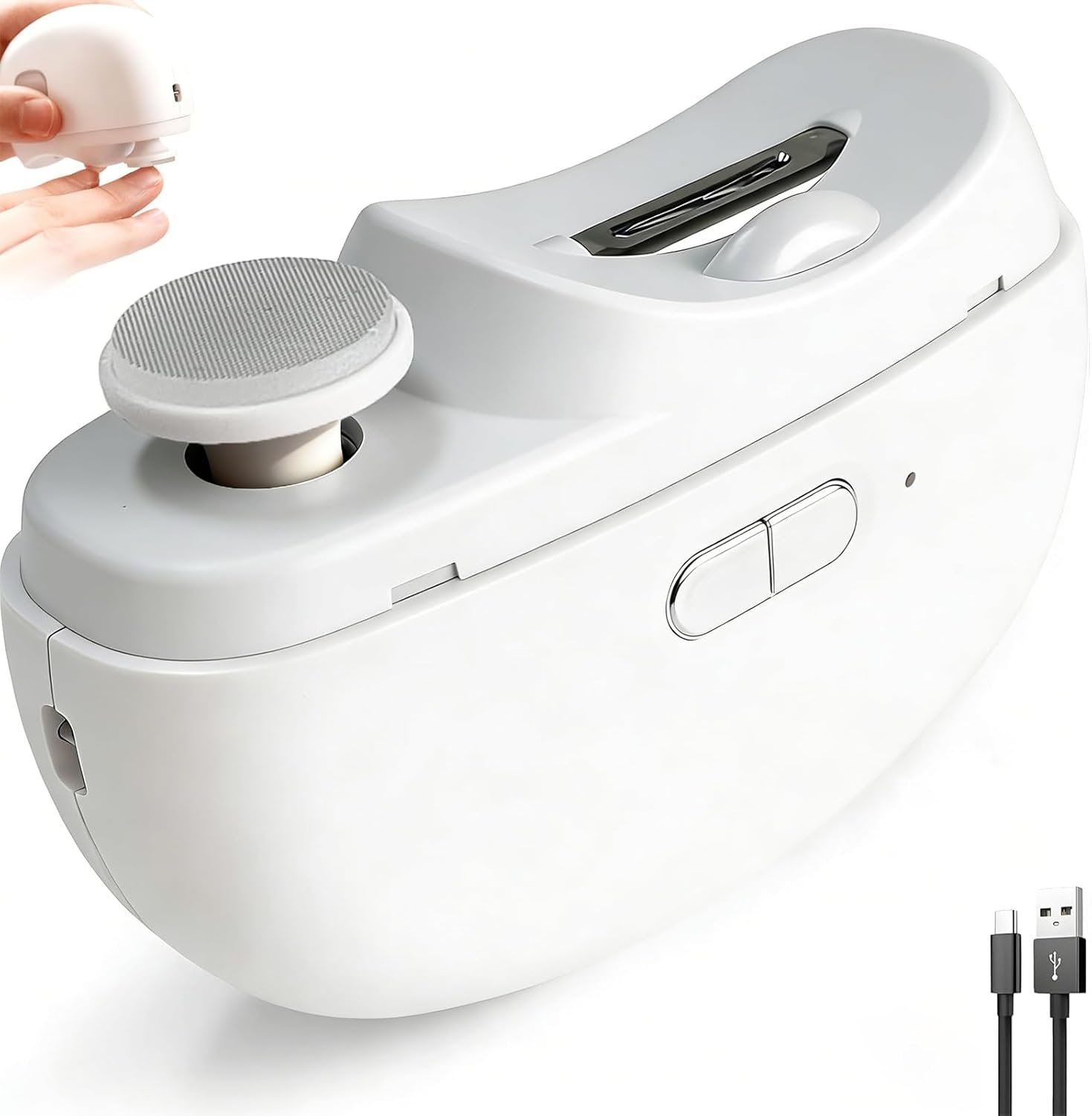 2026 Upgraded Electric Nail Clipper, Automatic Nail Clipper with LED Light & 2 Speeds, Baby Nail Trimmer Electric with Polishing, Nail Chip Storage, USB Charging, Safe for Baby & Seniors（White）