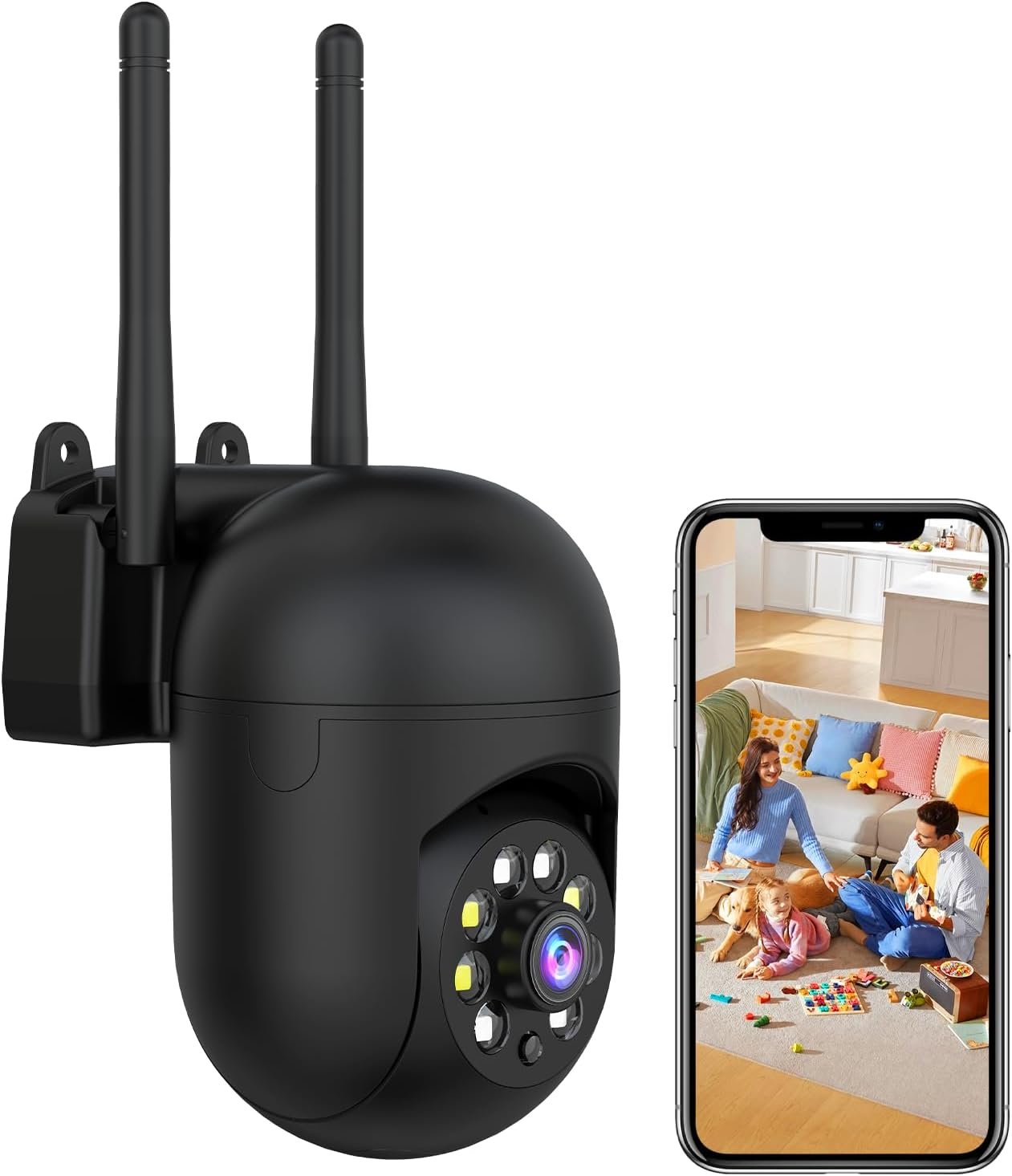 JAIOTlink 2K Security Camera Wired, 2.4/5GHz Home WiFi Camera, 360° PTZ Baby Monitor with Color Night Vision, Motion Detection, 2-Way Audio, Compatible with Alexa