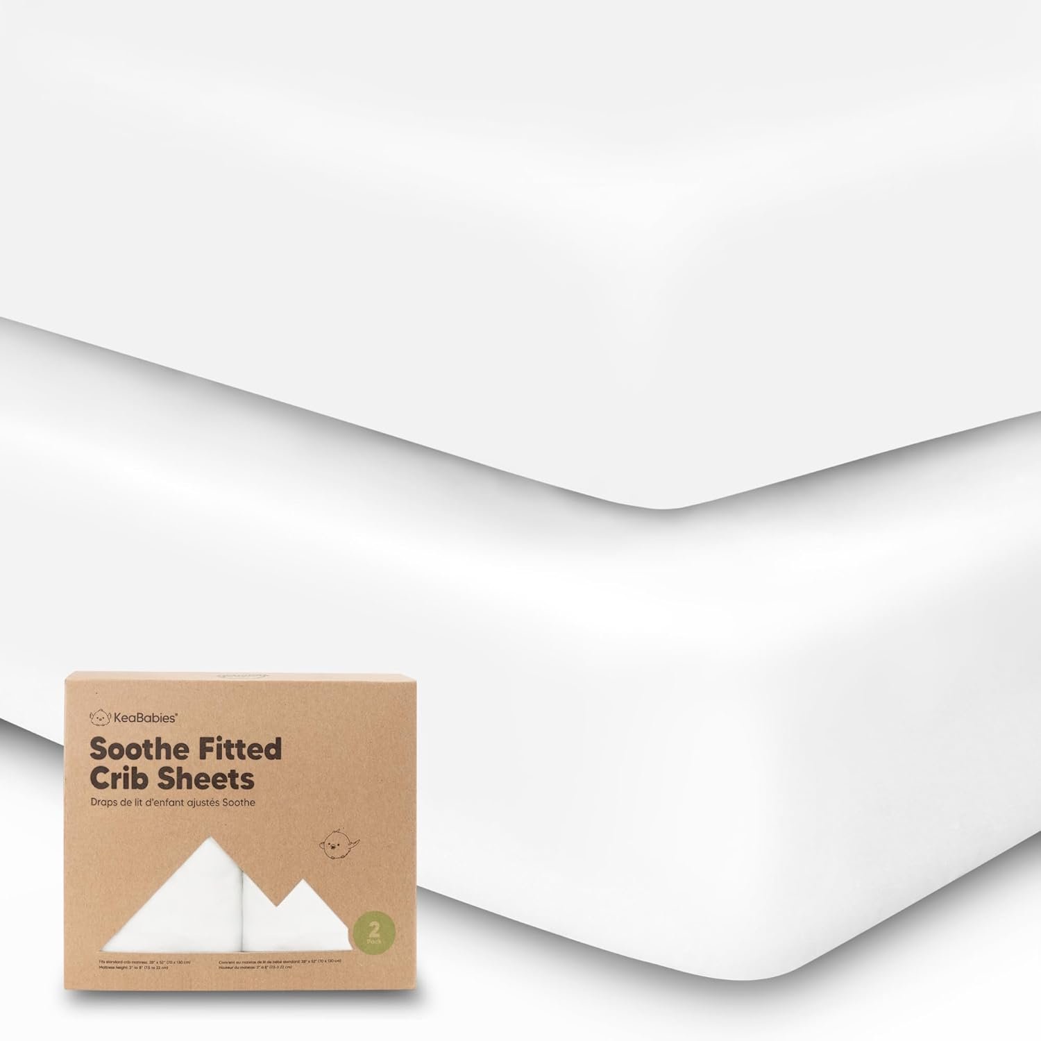 KeaBabies 2-Pack Organic Crib Sheets for Boys, Girls – 52×28 Fitted Crib Mattress Sheet Neutral, Breathable Jersey Cotton Cover for Baby Bed, Toddler Mattress, Soft & Cute Prints (Soft White)