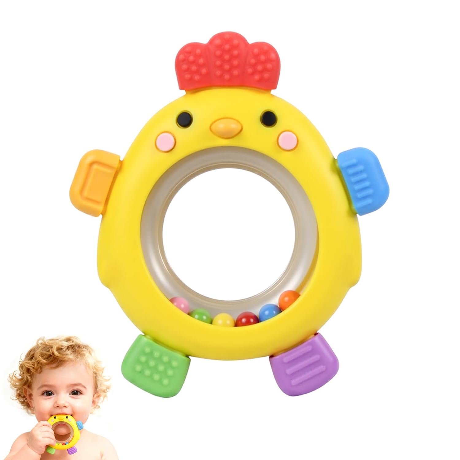 Baby Teether for 0-6 Months, Soft Silicone Teething Toy, Freezer Safe Cooling Relief, Easy Grip Design, BPA Free Baby Teething Toys 0-6 6-12 Months