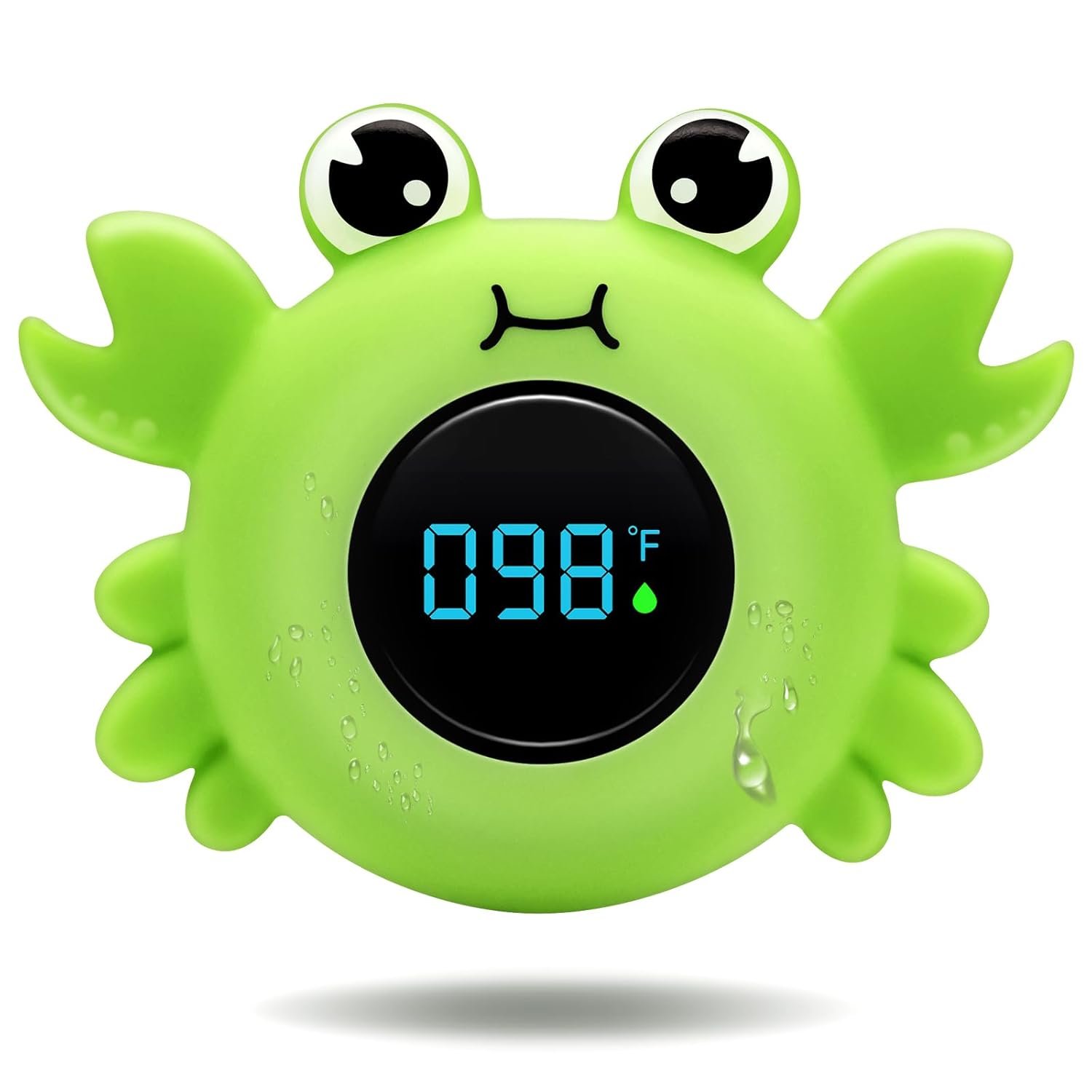 b&h Baby Bath Thermometer – Instant Read, Digital Water & Room Temp Reader, Safety Water Sensor for Infants, Color-Coded Alerts, Tub Temperature Monitor, Cute Floating Bath Toy, Crab (Green)