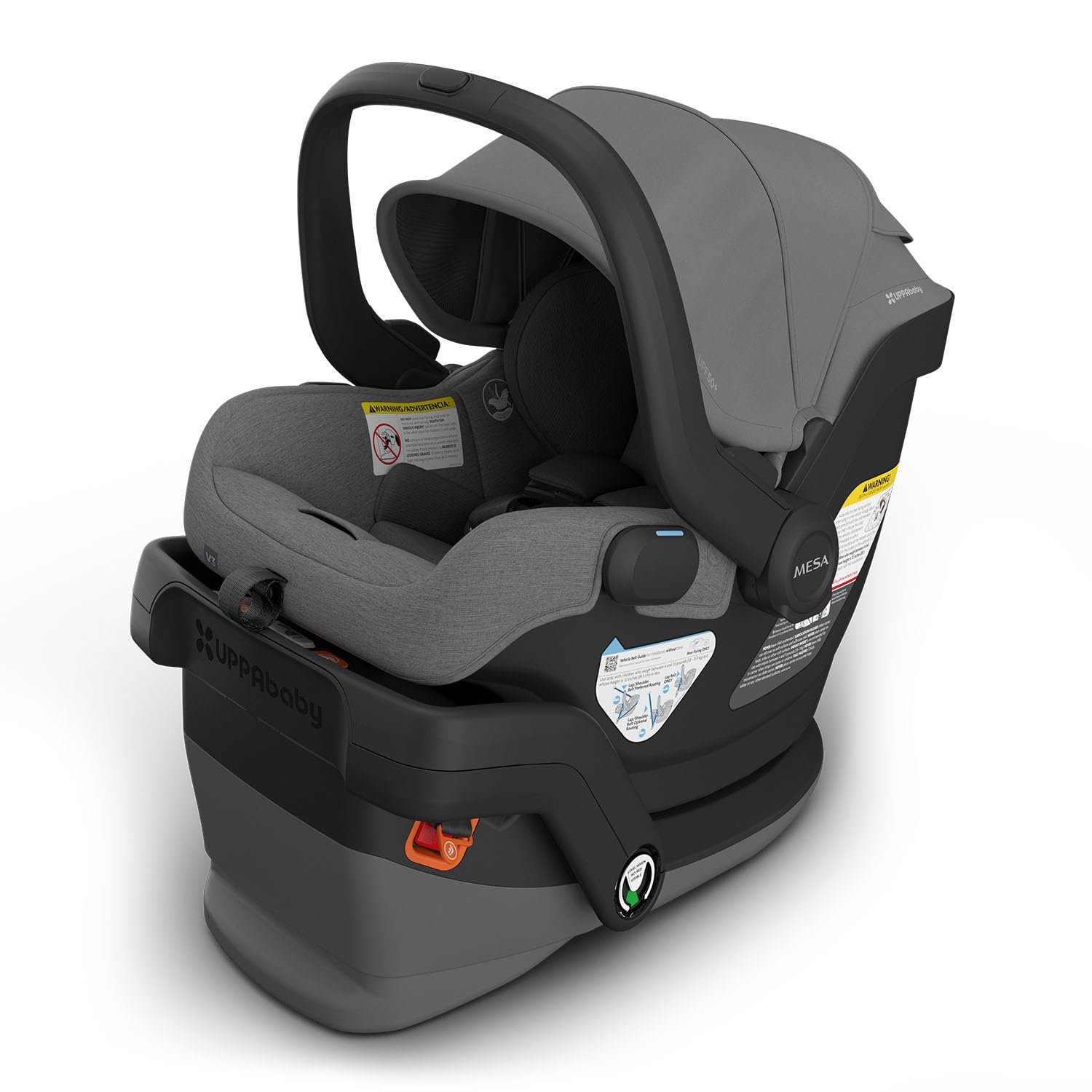 UPPAbaby Mesa V3 Infant Car Seat – Easy Installation + SmartSecure Technology – Attaches to Stroller | Base + Infant Insert Included – Greyson (Charcoal Mélange)