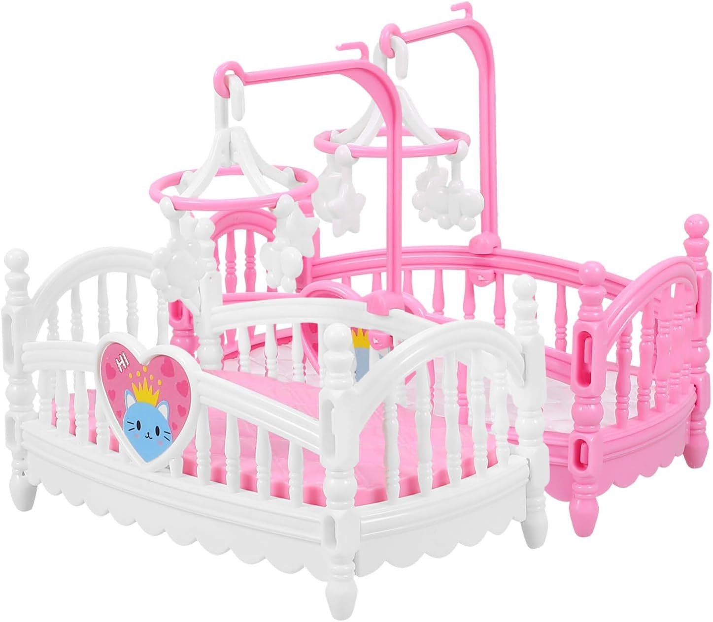 TOYANDONA 2pcs Mini Doll Cribs, Miniature Doll Beds Dollhouse Crib with Mobile for Mini House Furniture Set Miniature Dollhouse Furniture Accessories Model Decoration