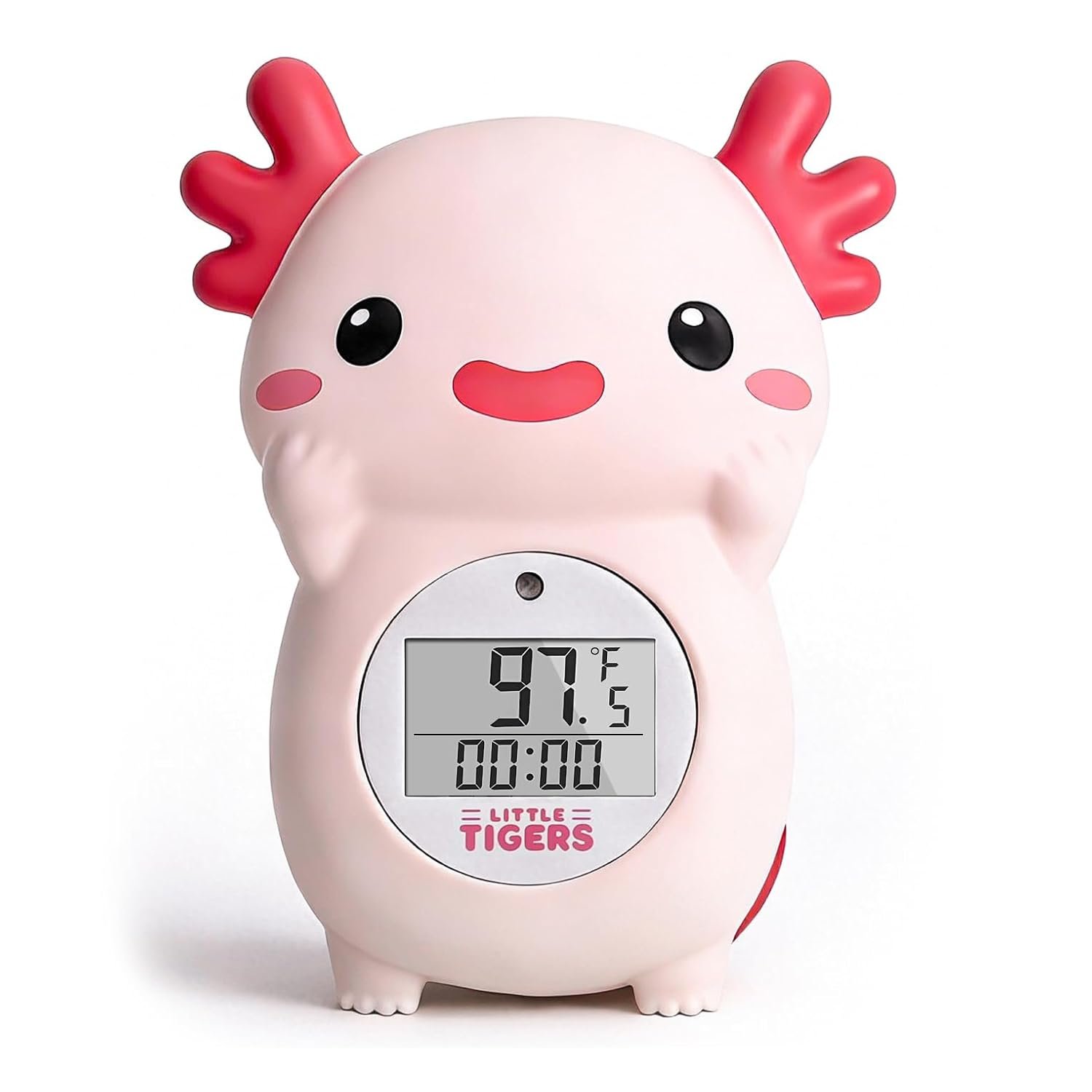 Baby Bath Thermometer, Digital Temperature Water Thermometer, Safety Bathtub Floating Toy for Baby, Infants, Toddlers – Pink Axolotl with Timer