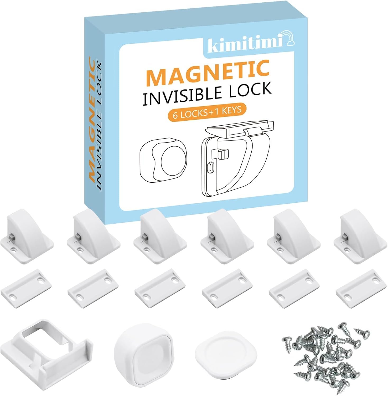 6 Pack Magnetic Cabinet Locks Baby Proofing – Child Safety Cabinet Latch Locks with Adhesive, No Drill or Tools Installation, for Cabinets Drawers Doors