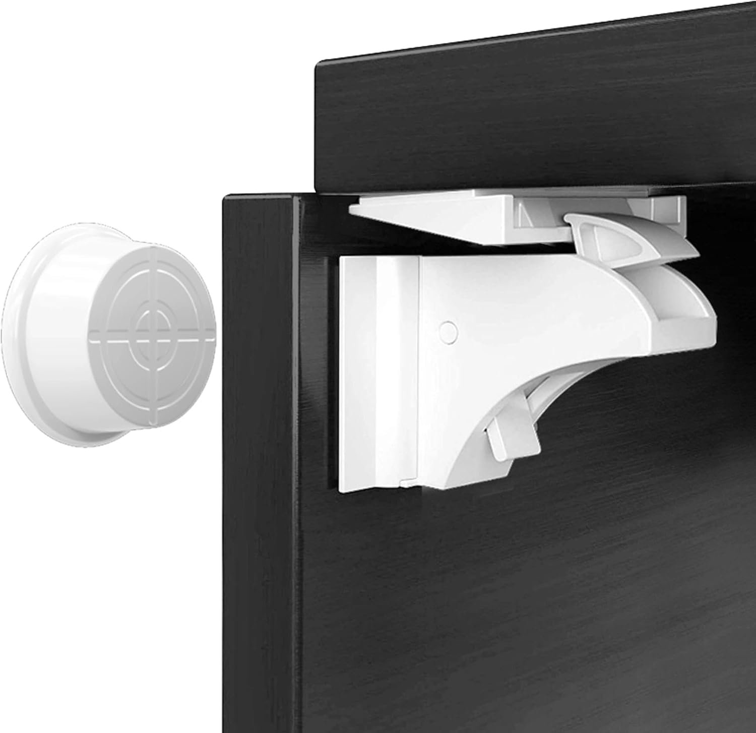 2 Pack Magnetic Cabinet Locks Baby Proofing Child Safety Cupboard Drawers Latches. (1 Key)