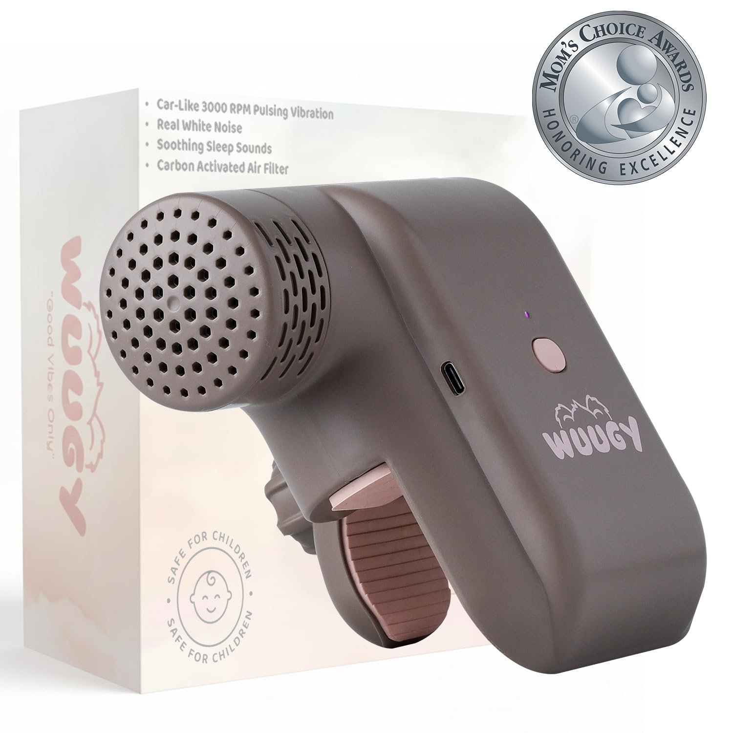 Wuugy Melody – 2025 Mom’s Choice Award Winner | Portable Smart Baby Sleep Assistant – Rhythmic Vibration, White Noise, Sleep Sounds & Air Filter | Colic Relief | Compatible with All Cribs & Strollers