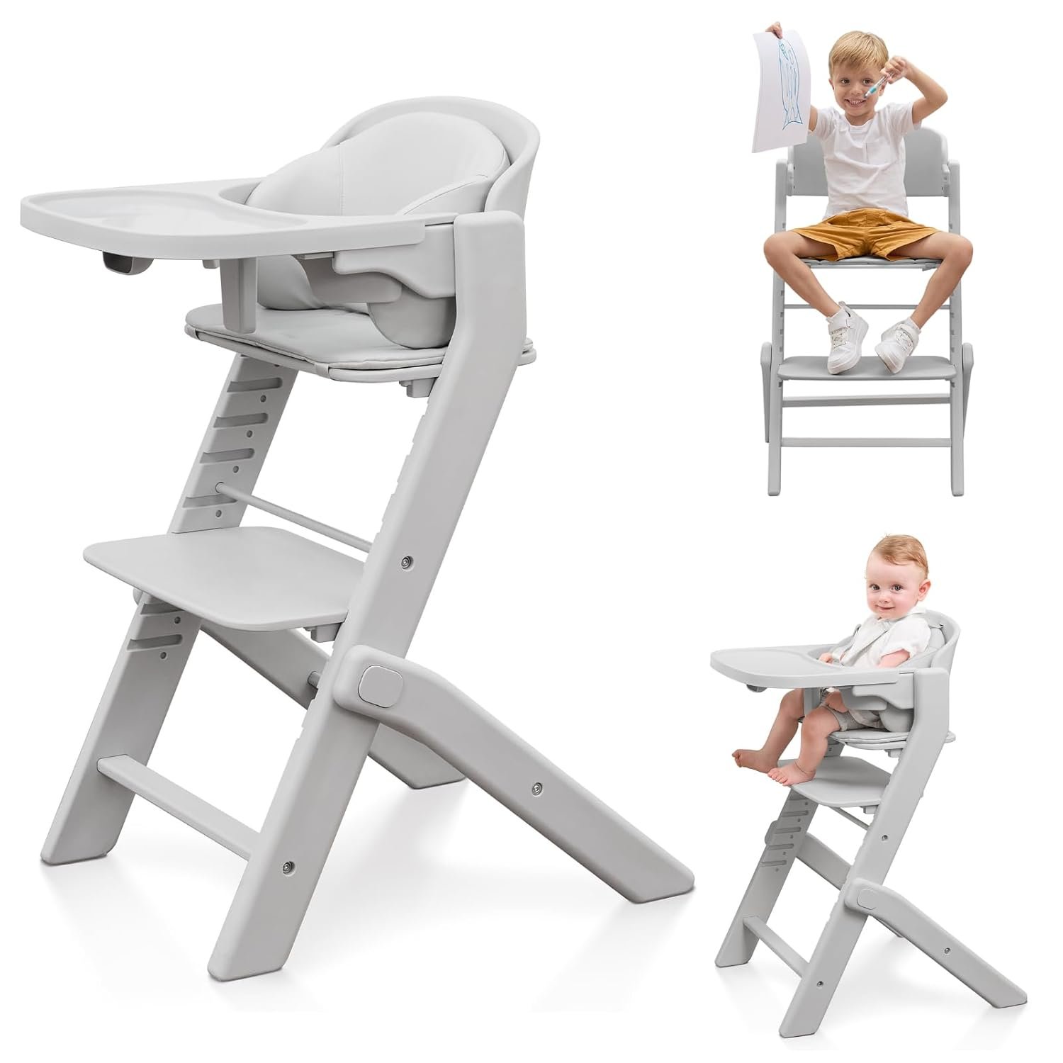 Obee Odee Full-Body Washable Baby High Chair with Soft Cushion, Adjustable for 6 Months to 220 Lb – Multifunctional and Convertible High Chairs for Babies and Toddlers -Portable and Easy Operation