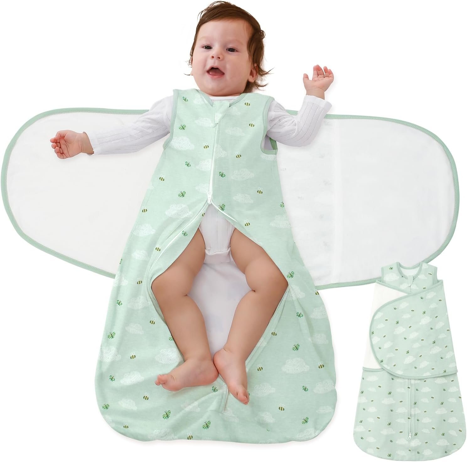 Baby Swaddle Sleep Sack, 1.0 Tog New-Parent-Friendly Swaddle for Newborns & infant 3-6 Months Baby Wearable Blanket Reduce Startle Reflex, Newborn Boys Girls Registry Essentials