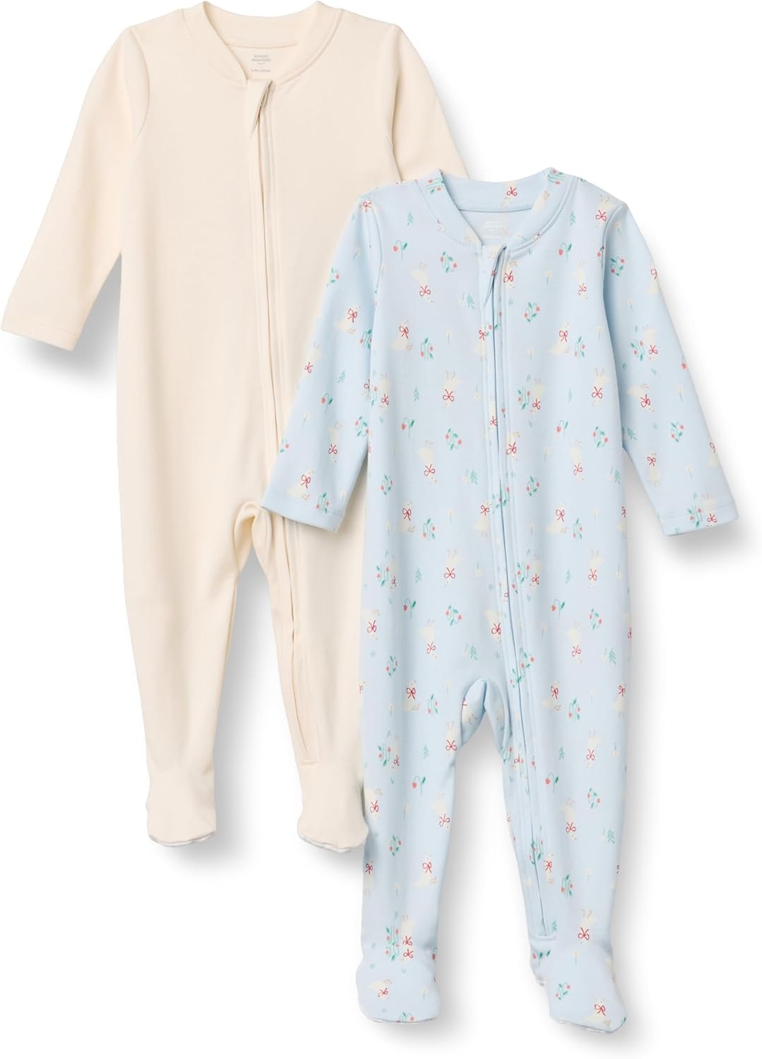 Amazon Essentials x Sofia Grainge Unisex Babies’ Cotton Footed Sleep and Play One-piece Bodysuit, Pack of 2