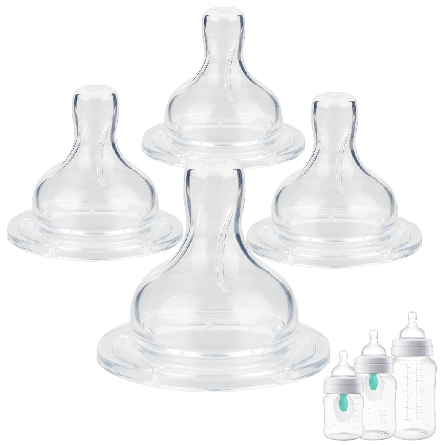 Silicone Nipples for Philips Avent Anti-Colic Baby Bottles,Size 2 Nipple,3m+,Meudim Flow, 4 Count
