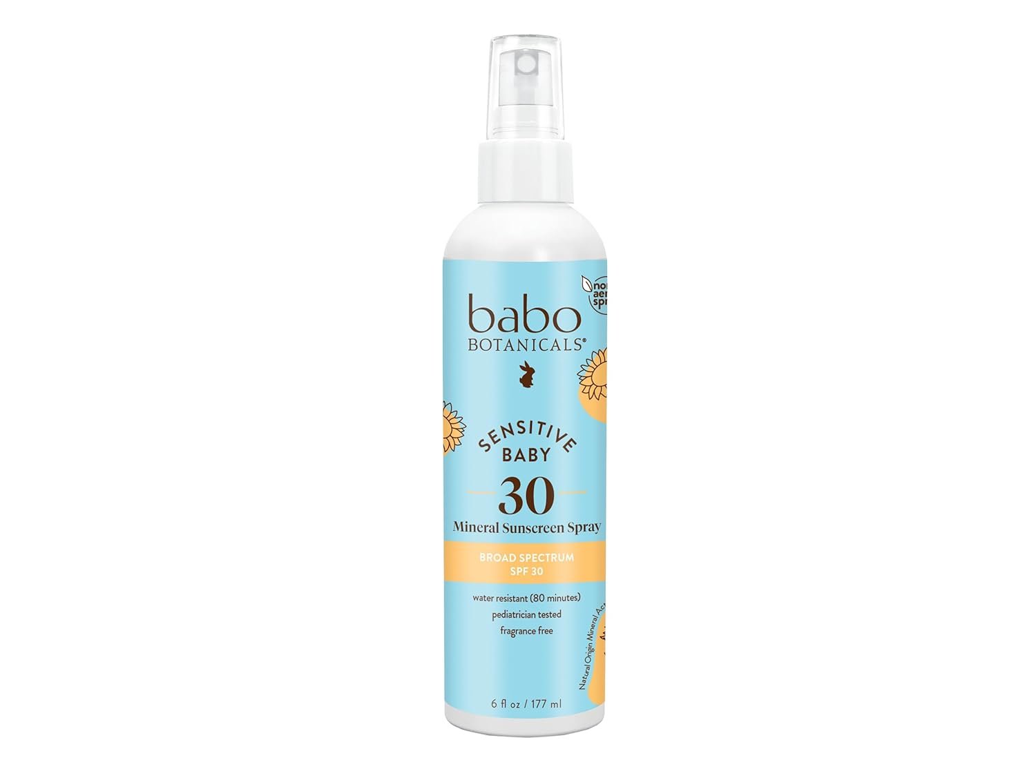 Babo Botanicals Sensitive Baby Mineral Sunscreen Spray SPF30 – Natural Zinc Oxide – Non-Aerosol – Face & Body – Fragrance-Free – Water Resistant – For Babies & Kids – Various Versions