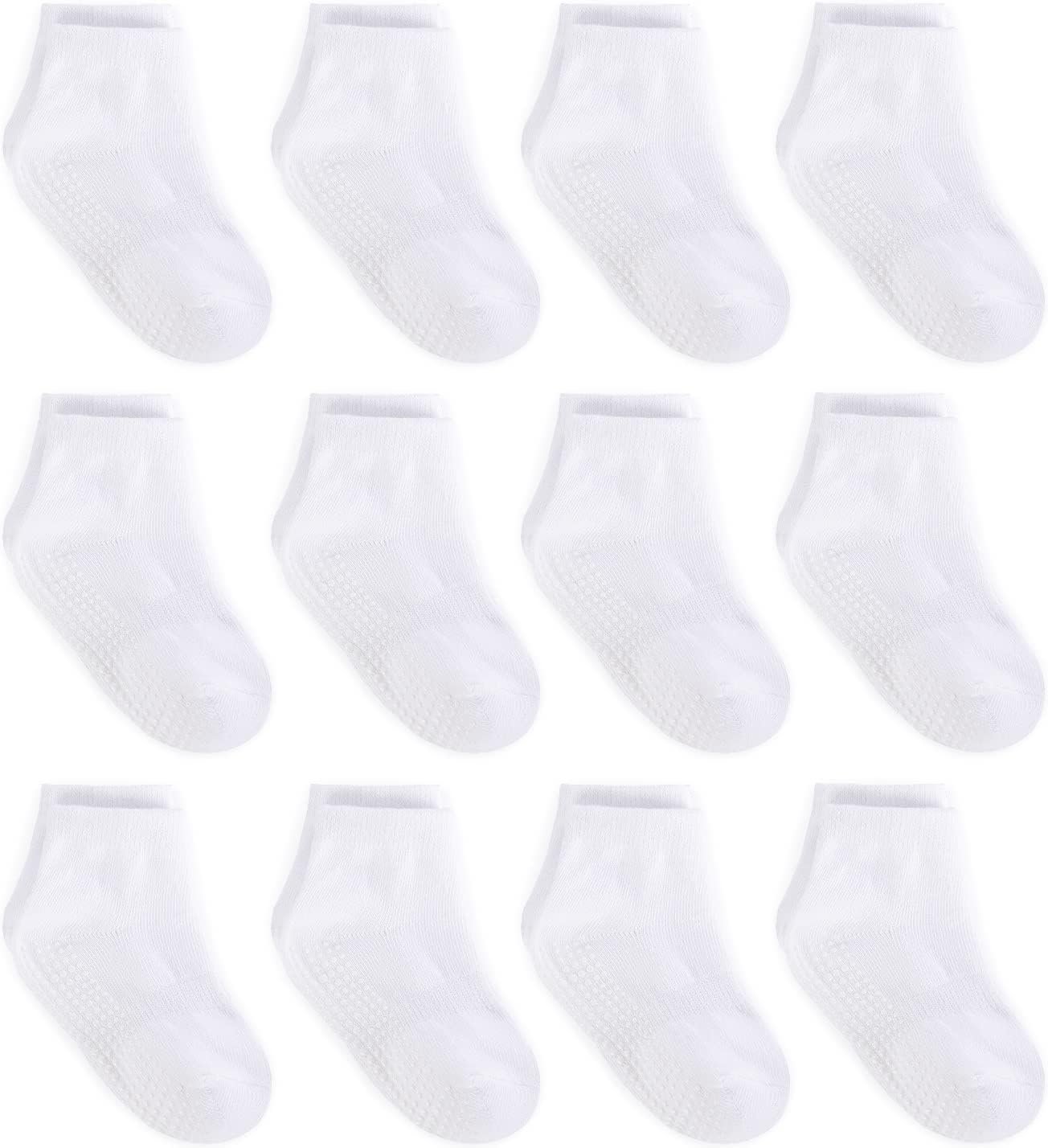 ZAPLES Baby Non Slip Grip Ankle Socks with Anti Skid Grippers Boys Girls Low Cut for Infants Toddlers Kids