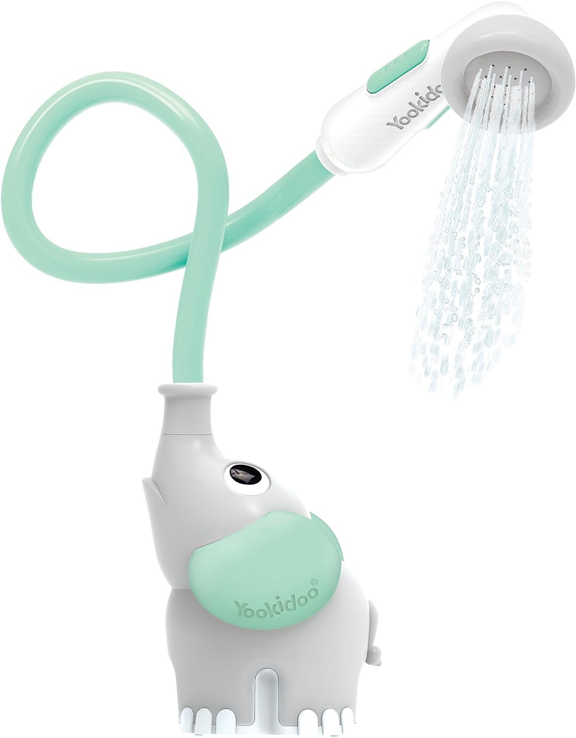 Yookidoo Baby Bath Shower Head – Elephant Water Pump with Trunk Spout Rinser – Control Water Flow from 2 Elephant Trunk Knobs for Maximum Fun in Tub or Sink for Newborn Babies