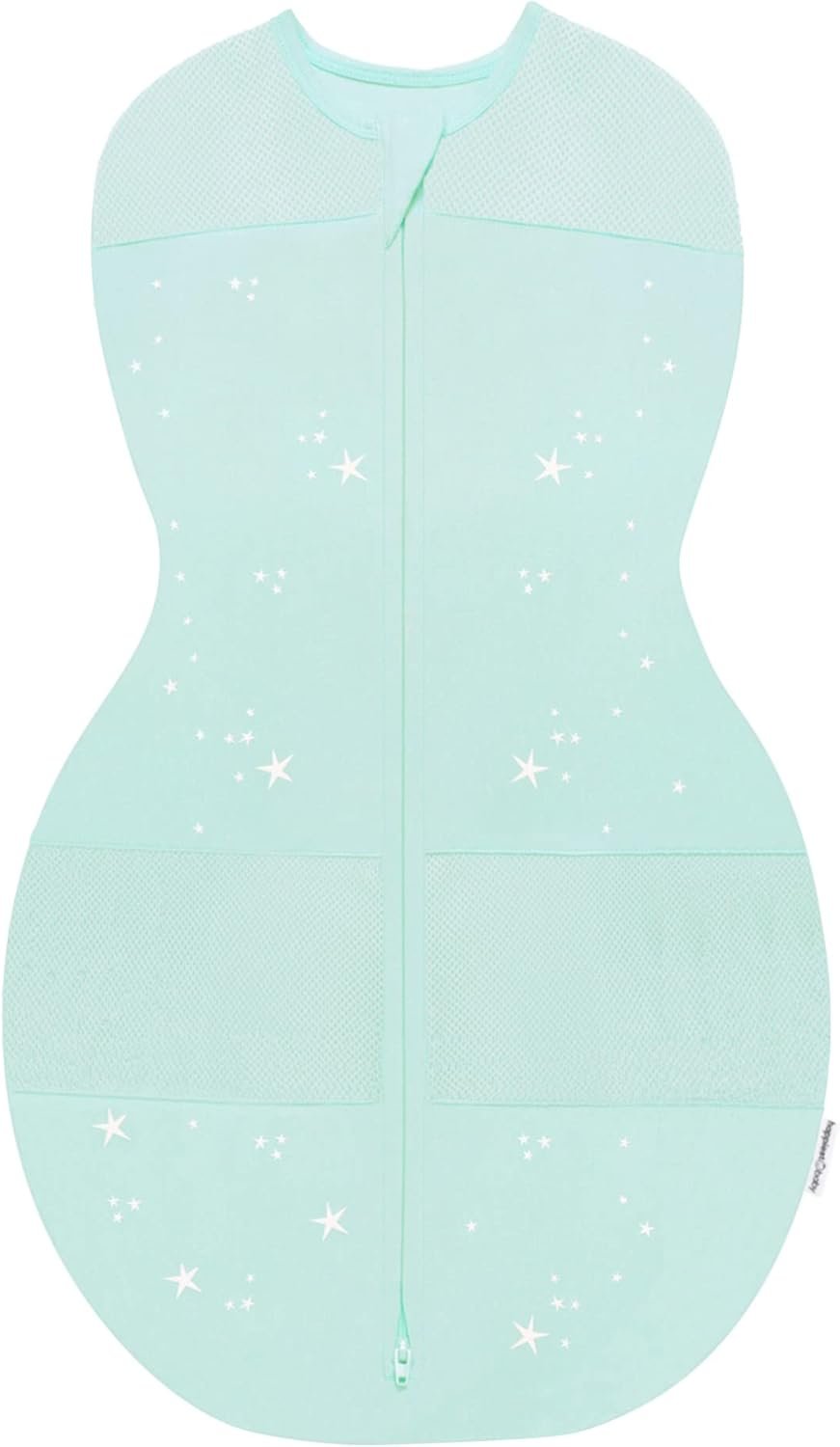Happiest Baby Sleepea 5-Second Swaddle – 100% Organic Cotton Baby Swaddle Blanket – Doctor Designed Promotes Healthy Hip Development (Teal Stars, Small)