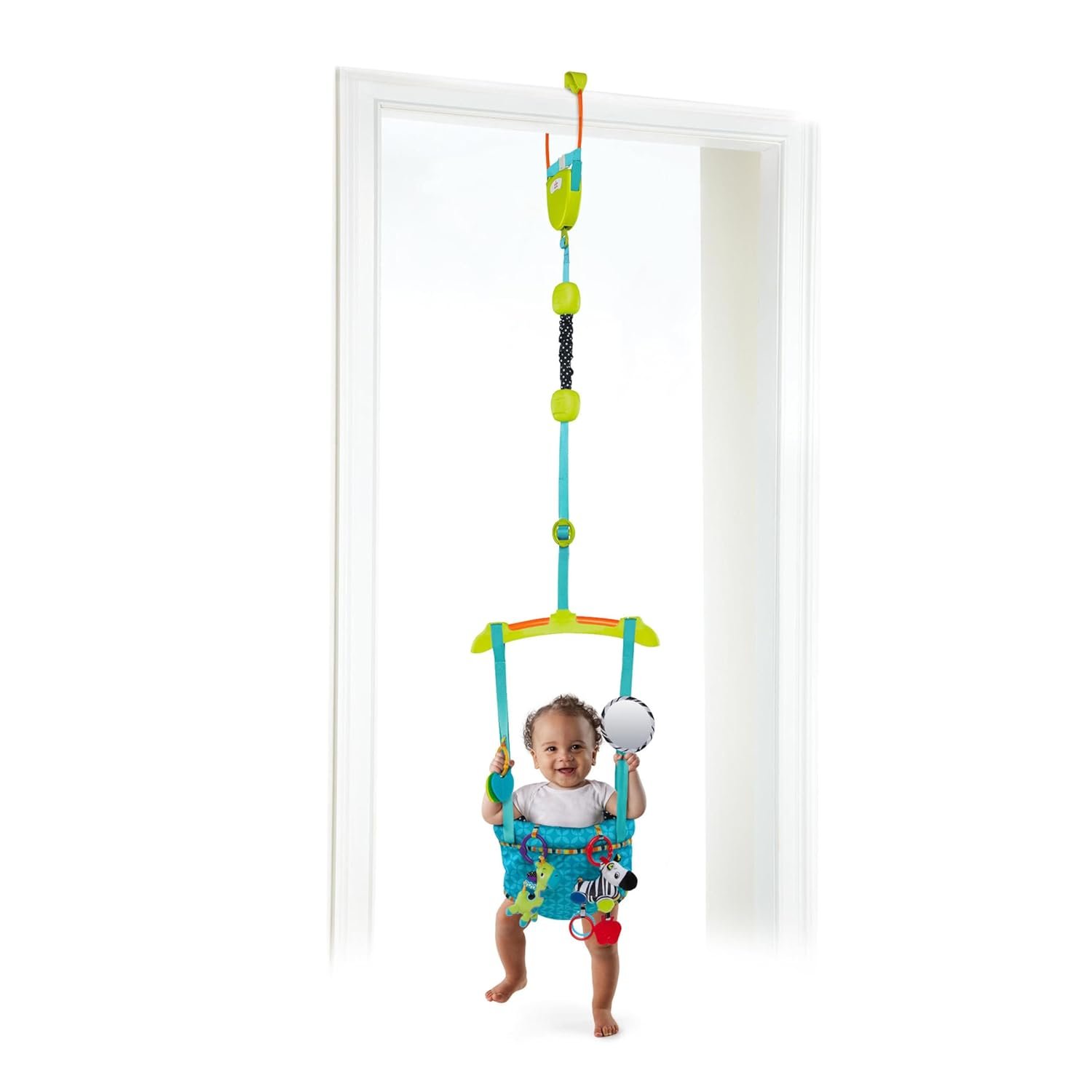 Bright Starts Bounce ‘n Spring Deluxe Door Jumper for Baby with Adjustable Strap, 6 Months and Up, Max Weight 26 lbs