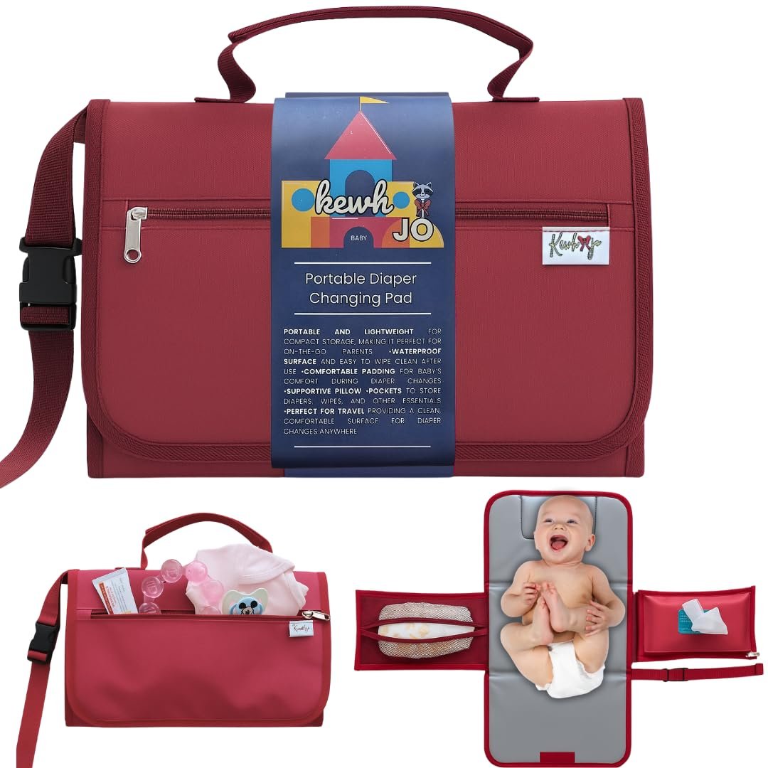 Portable Diaper Changing Pad – Compact Foldable Waterproof Travel Baby Changing Mat, Lightweight On-the-Go Diaper Clutch with Built-in Cushion & Wipe-Clean Surface