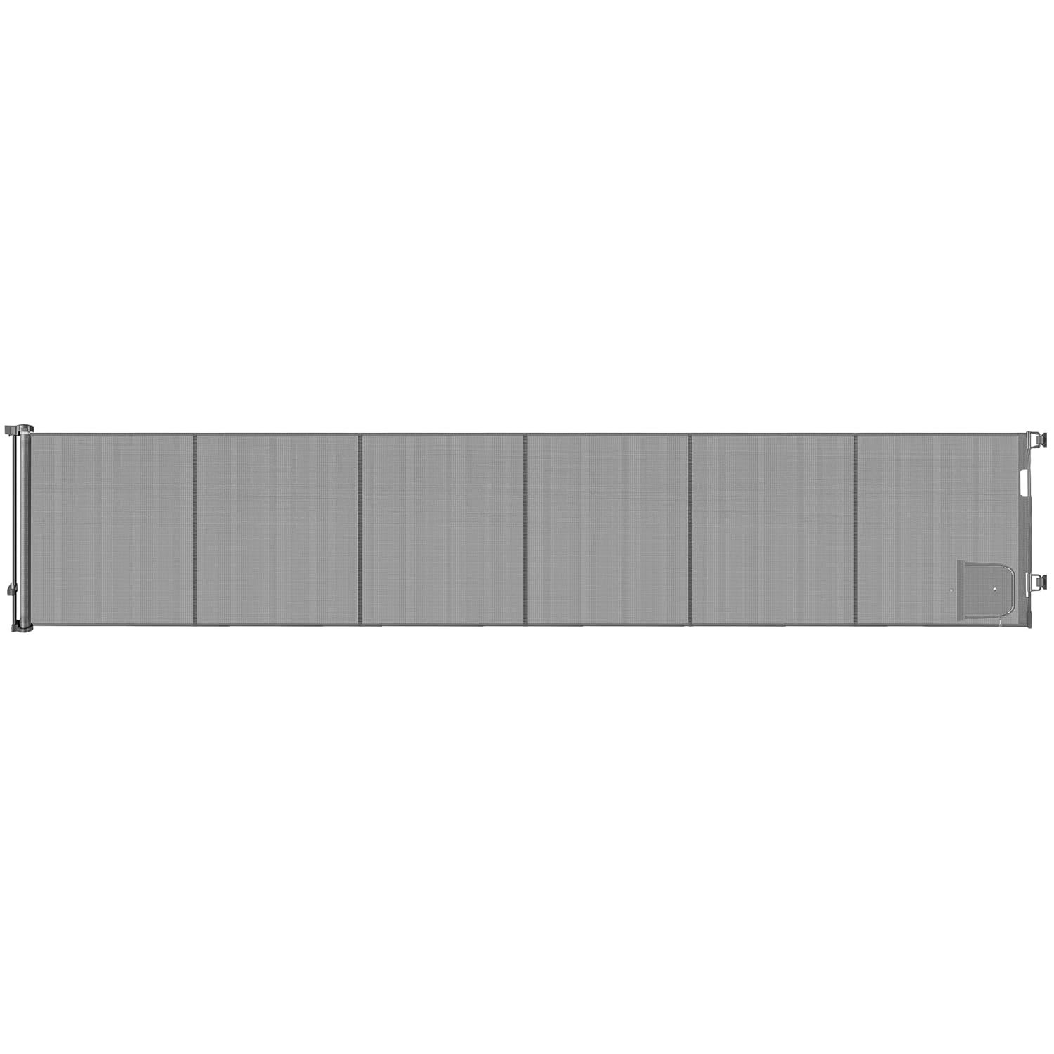 Reinforced 150 Inch Extra Wide Dog Gate with Cat Door 12.5 Ft Extra Long Baby Gates for Large Openings 37” Tall Retractable Pet Gates for Wide Openings Large Pet Gate with Cat Door, Gray