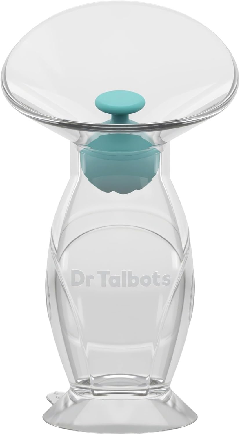 Dr. Talbot’s Mom Silicone Breast Pump – 4 oz – Hands-Free, Noise-Free, Leak-Resistant Manual Suction Pump – Natural Silicone Cup, Ball Stopper & Suction Base – Breast Milk Collector for Breastfeeding