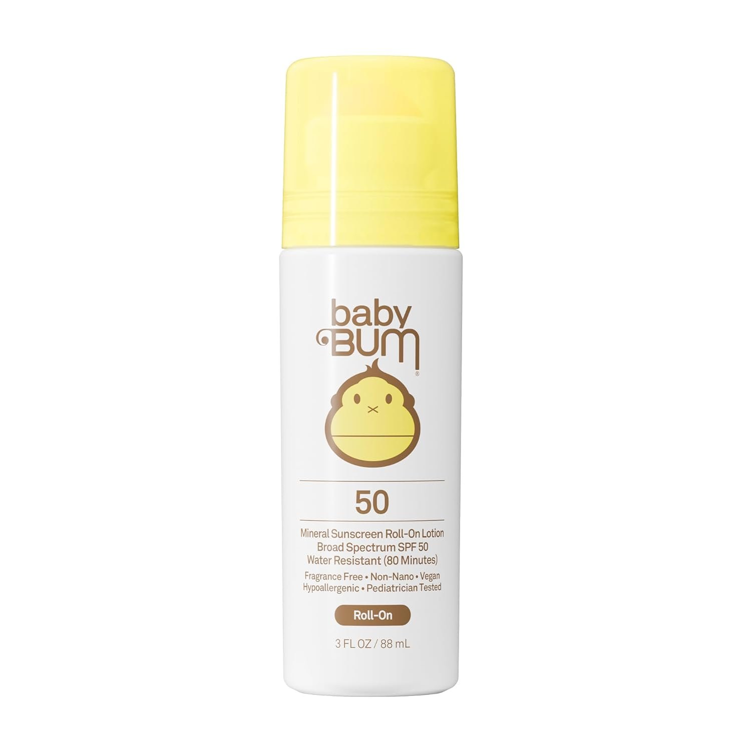 Sun Bum Baby Bum Mineral SPF 50 Roll-On Sunscreen – Vegan and Hawaii 104 Act Compliant (Without Octinoxate & Oxybenzone) – Broad Spectrum Moisturizing UVA/UVB – Travel Size – 3 oz | Mineral