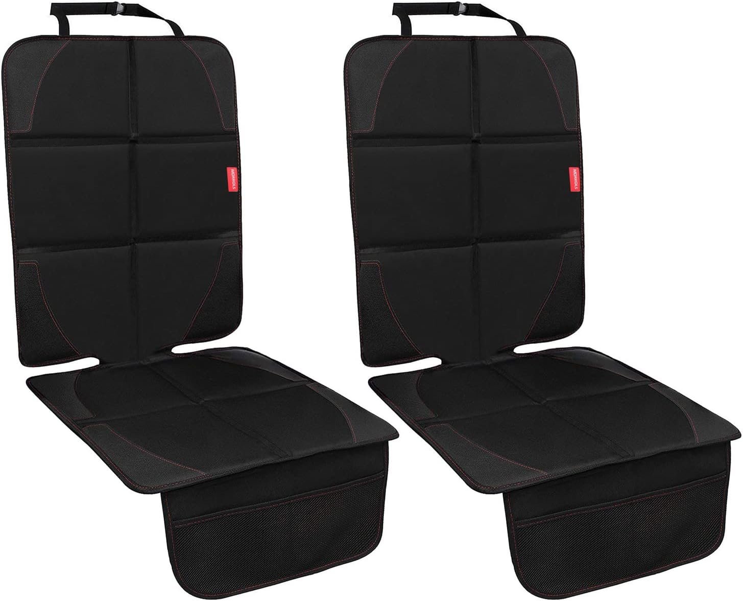 MORROLS Car Seat Protector, 2 Pack Carseat Protector with Thick Padding, Baby/Pets for Child Car Seat-Mesh Pockets-Waterproof-Universal Size(Black)