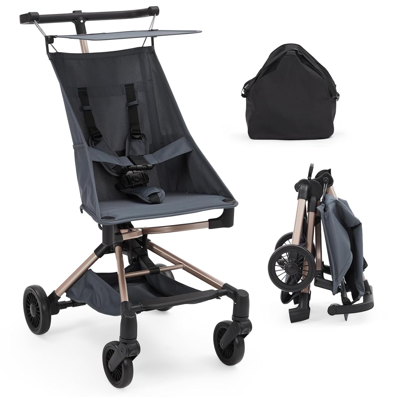 GarveeLife Lightweight Baby Stroller Under 10 LBS, Travel Strollers for Airplane with Carry Bag, One-Handed Fold Compact Umbrella Stroller – Adjustable Sun Canopy, 360° Wheels & 3-Point Safety Harness
