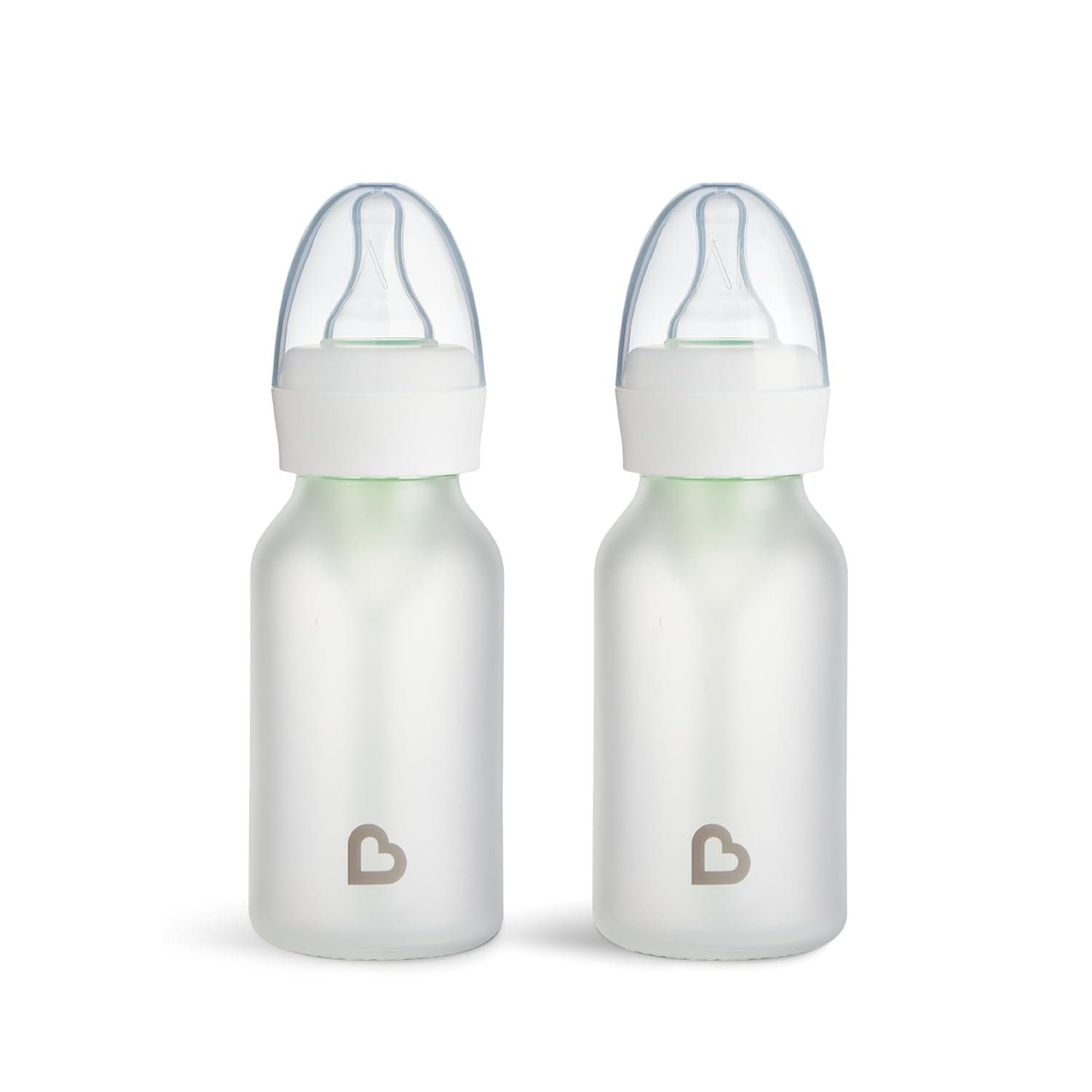 Munchkin Bond Silicone Coated Glass Baby Bottles – Anti-Colic Feeding System with Natural Feel Nipples, 4 Ounce, 2 Pack, White