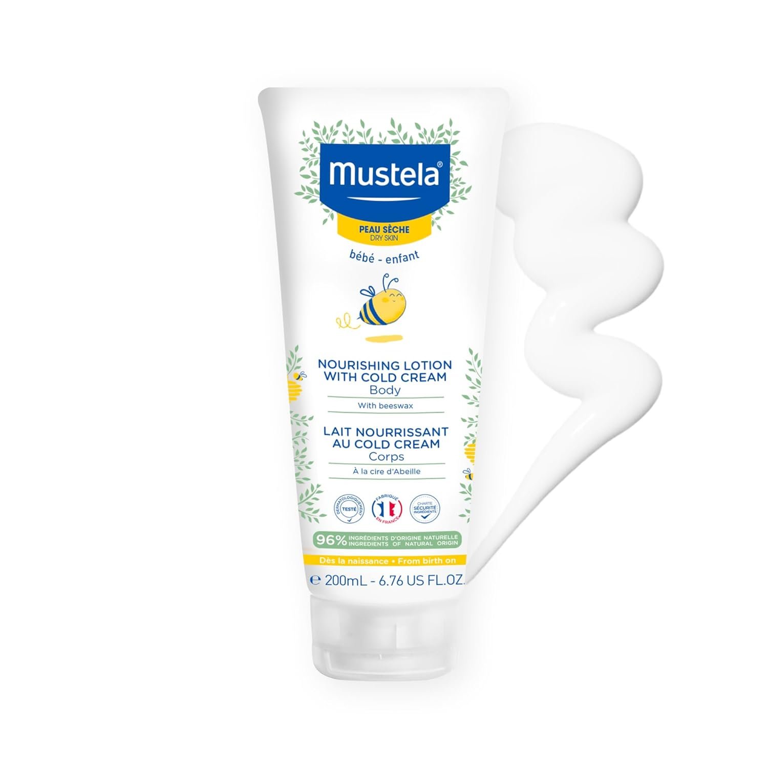 Mustela Baby Nourishing Lotion – Daily Body Lotion for Dry Skin – with Natural Avocado, Cold Cream & Beeswax – 6.76 fl. oz. – Packaging may vary
