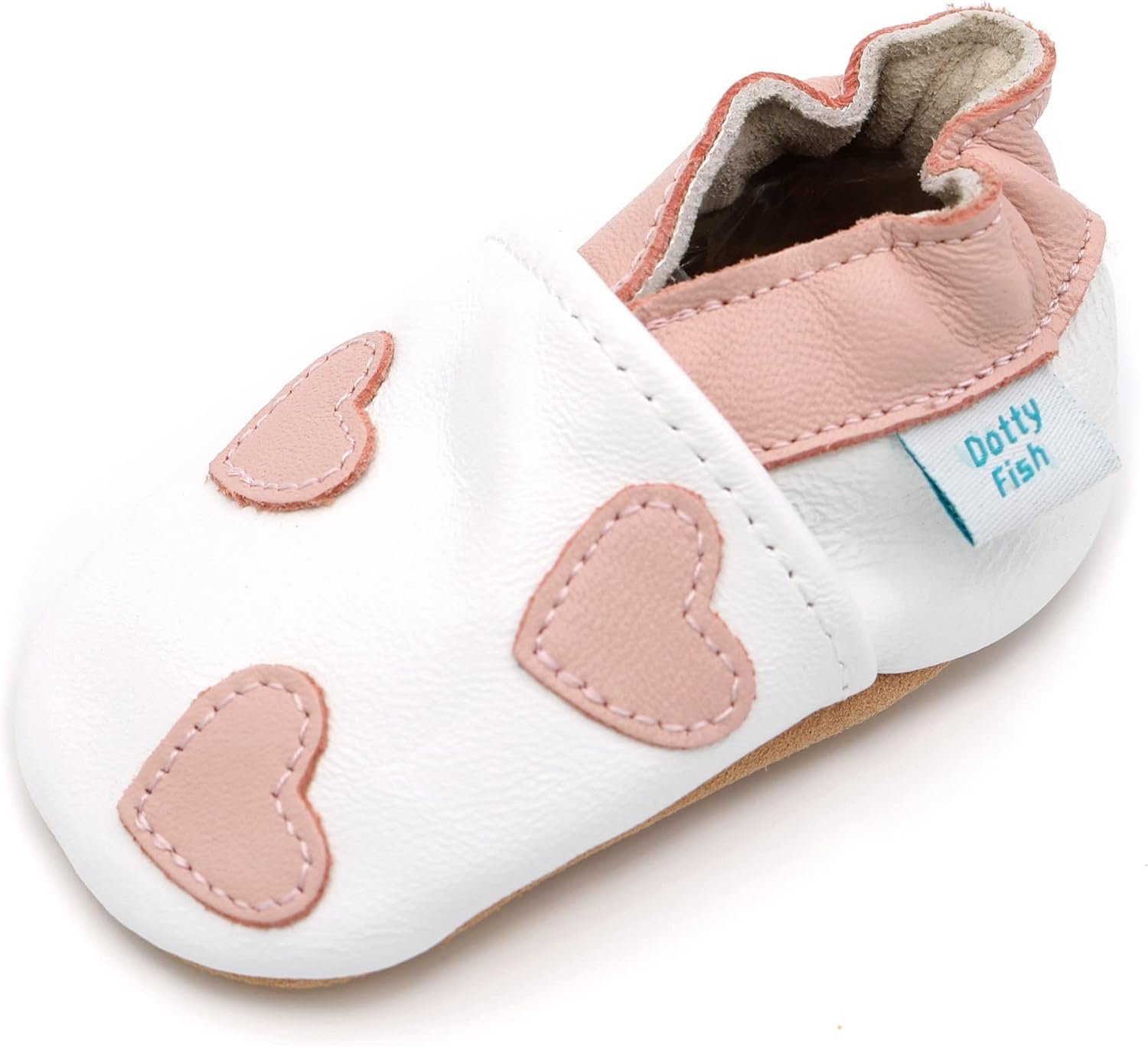 Dotty Fish Soft Sole Leather Baby & Toddler Shoes – Barefoot Feel Crib Shoes for Boys & Girls, Lightweight, Flexible, Non-Slip, Elasticated Ankles, Podiatry Approved, 0–5 Years