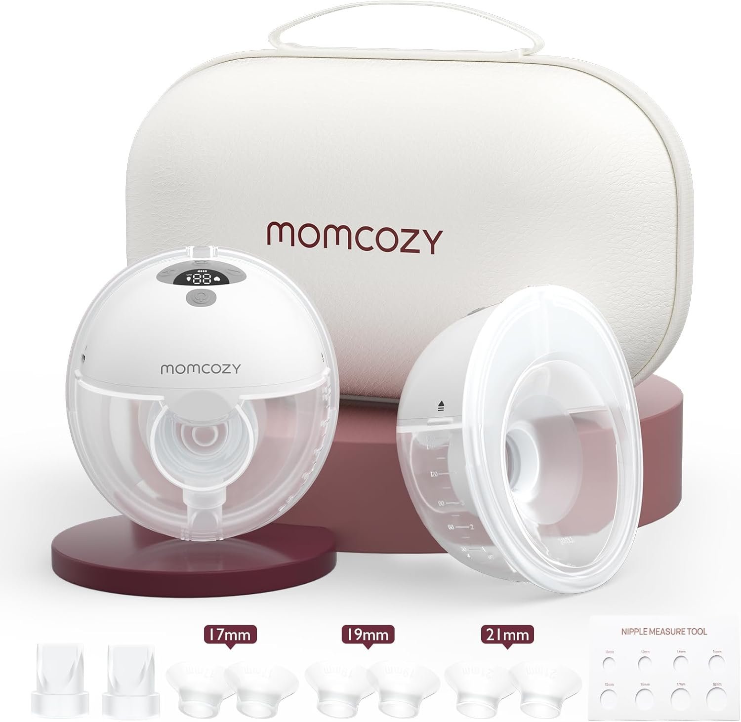 Momcozy M5 Hands-Free Wearable Breast Pump Without APP, Double-Sealed Flange for Baby-Like Comfort, 3 Modes & 9 Suction Levels, Portable Electric Pump – 24mm, 2-Pack Quill Gray