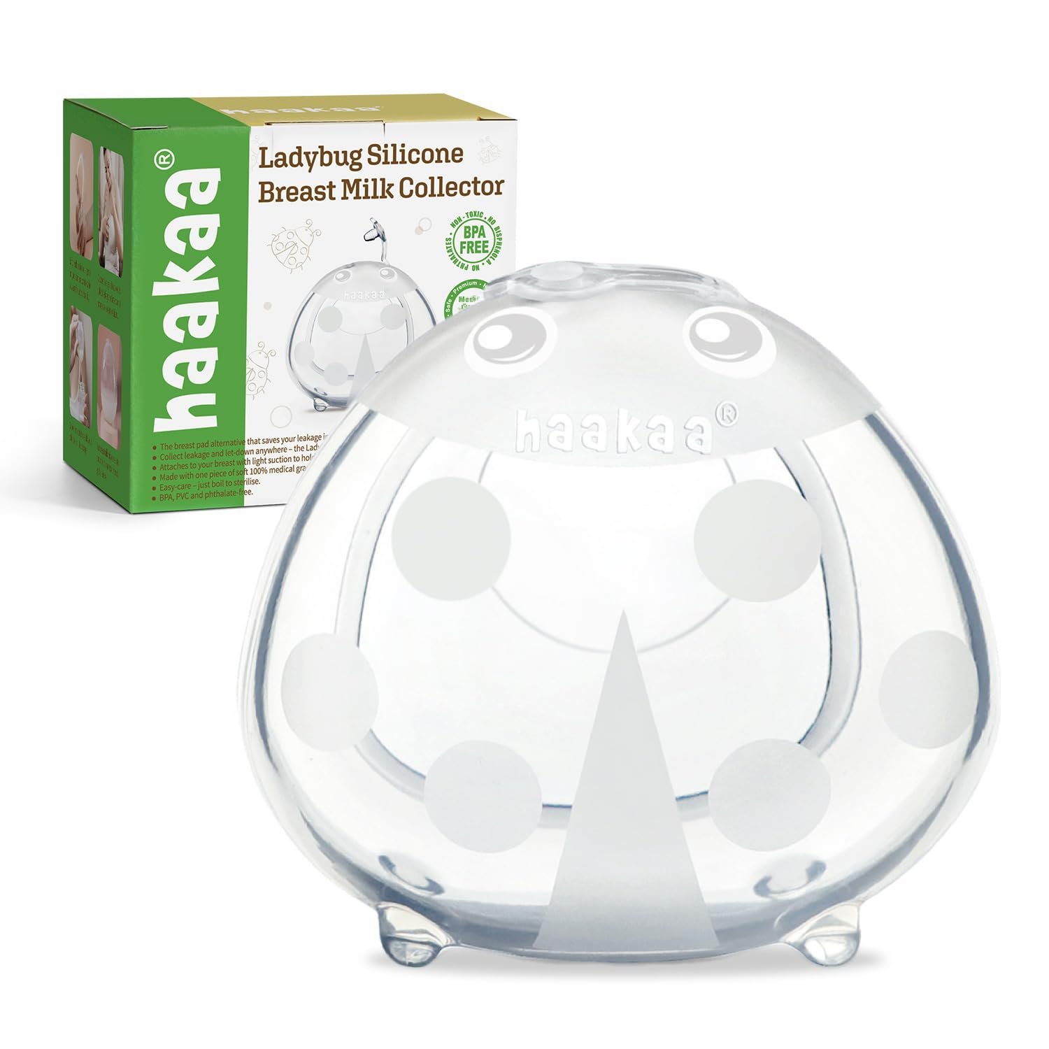haakaa Ladybug Silicone Breast Milk Collector – Breast Shells Nursing Cup for Breastfeeding, Protect Sore Nipples, Extra-Soft and Reusable, 2.5oz/75ml, 1PC