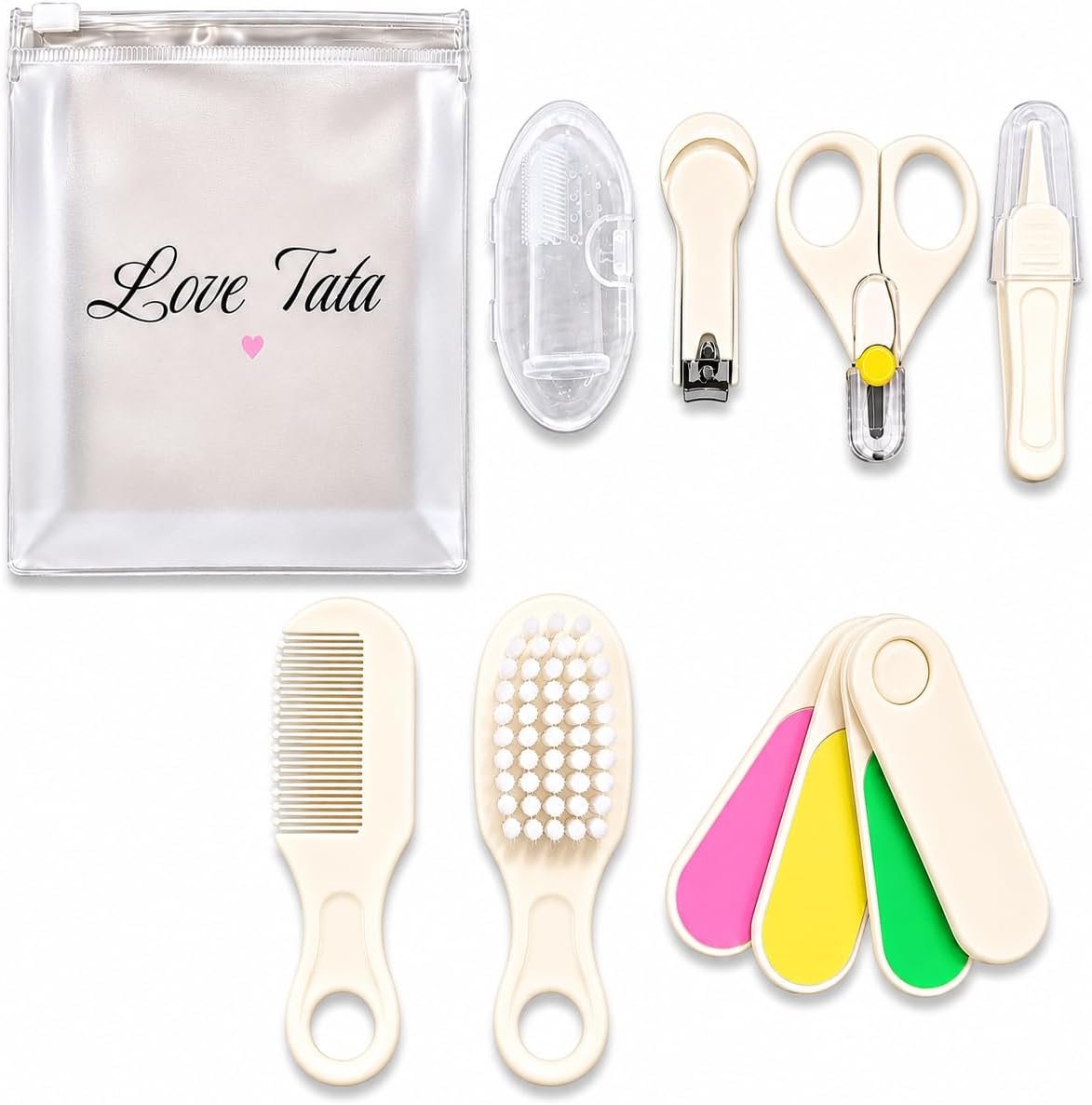 Baby Grooming Kit 7-in-1 Newborn Baby Care Set with Nail Clipper, Scissors, Comb & Brush – Safe, BPA-Free Hygenic Infant Essentials for Newborns, Babies & Toddlers – Giftable Baby Care Kit